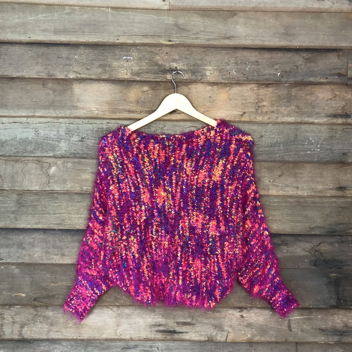 Homespun Knitwear DLL Maria Guiza Pink Mohair Shag Shaggy Knitwear #c1112 Size S / US 4 / IT 40 - 3 Thumbnail