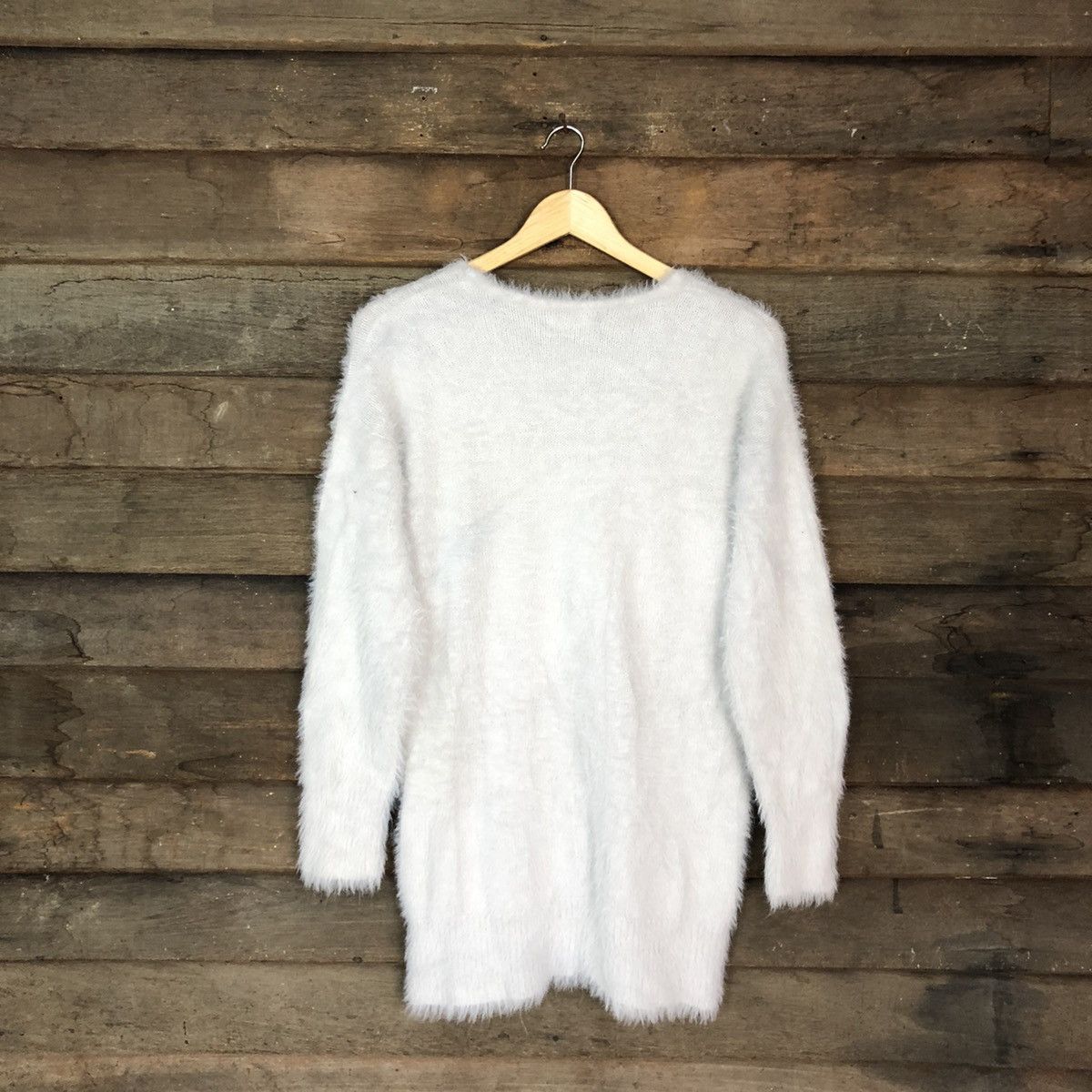 Homespun Knitwear DL Cinema Club White fur shaggy Mohair Knitwear #c1108 Size L / US 10 / IT 46 - 11 Thumbnail