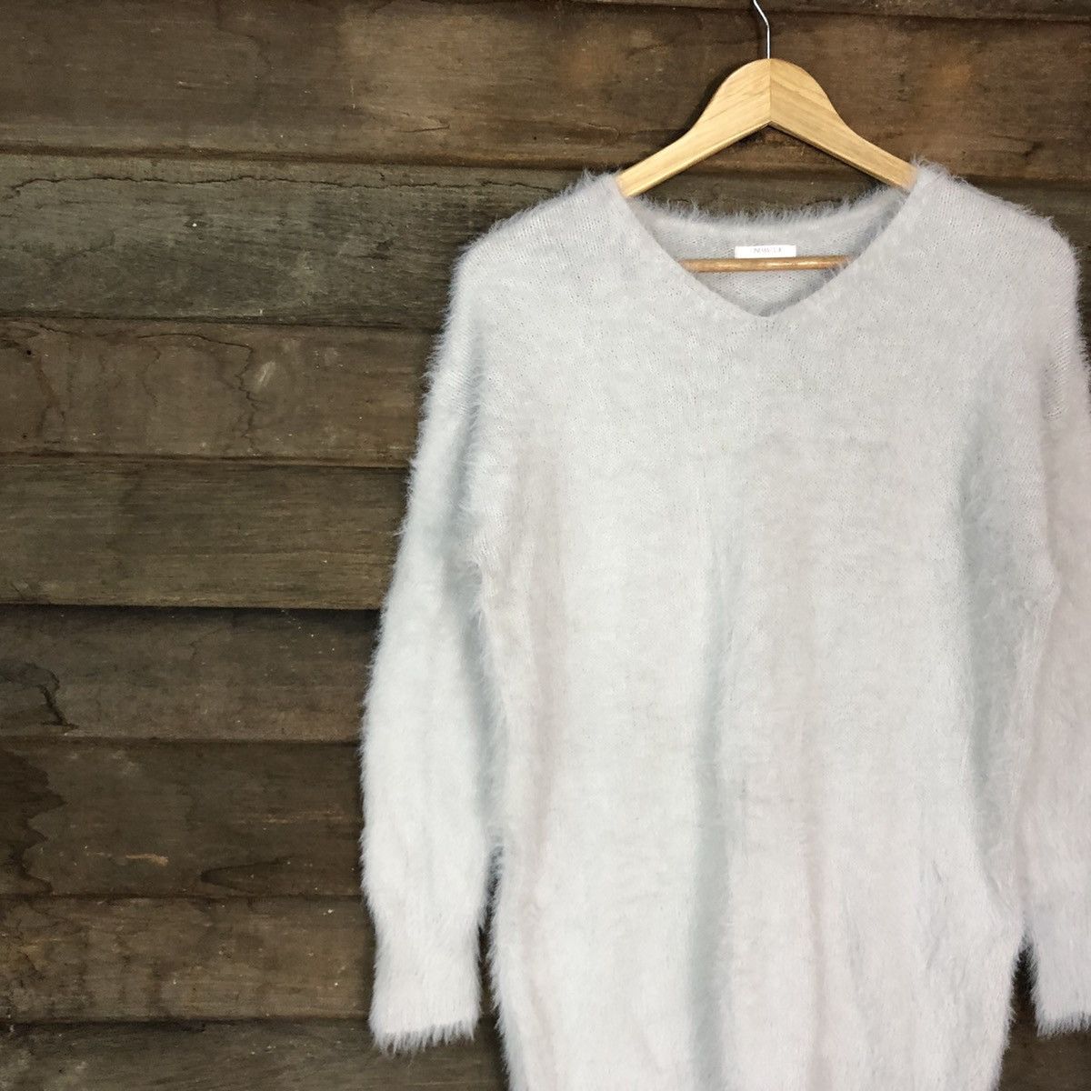 Homespun Knitwear DL Cinema Club White fur shaggy Mohair Knitwear #c1108 Size L / US 10 / IT 46 - 7 Thumbnail