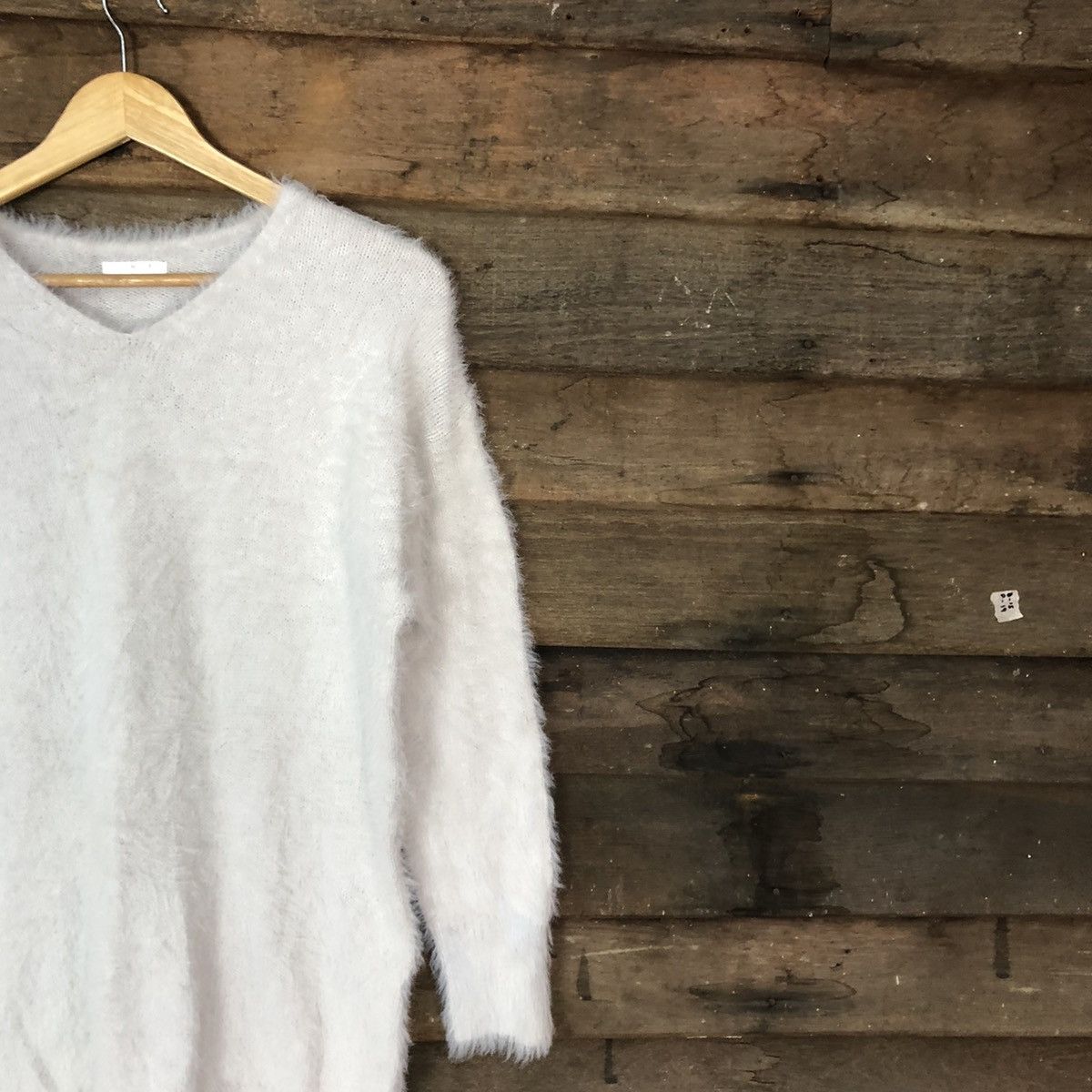 Homespun Knitwear DL Cinema Club White fur shaggy Mohair Knitwear #c1108 Size L / US 10 / IT 46 - 5 Thumbnail