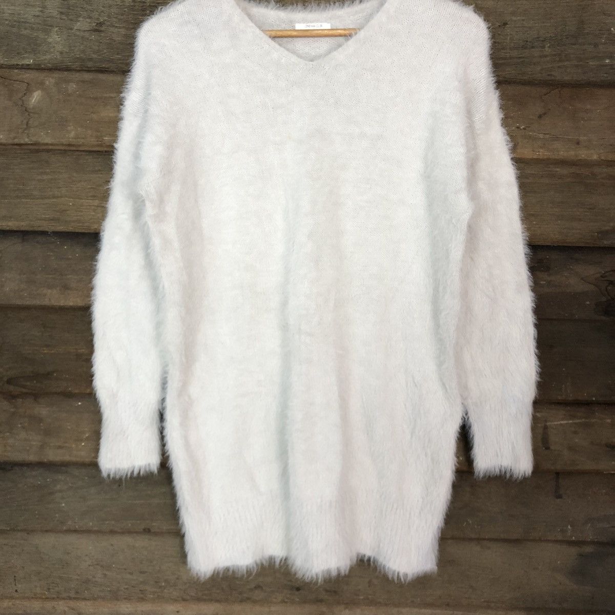 Homespun Knitwear DL Cinema Club White fur shaggy Mohair Knitwear #c1108 Size L / US 10 / IT 46 - 8 Thumbnail