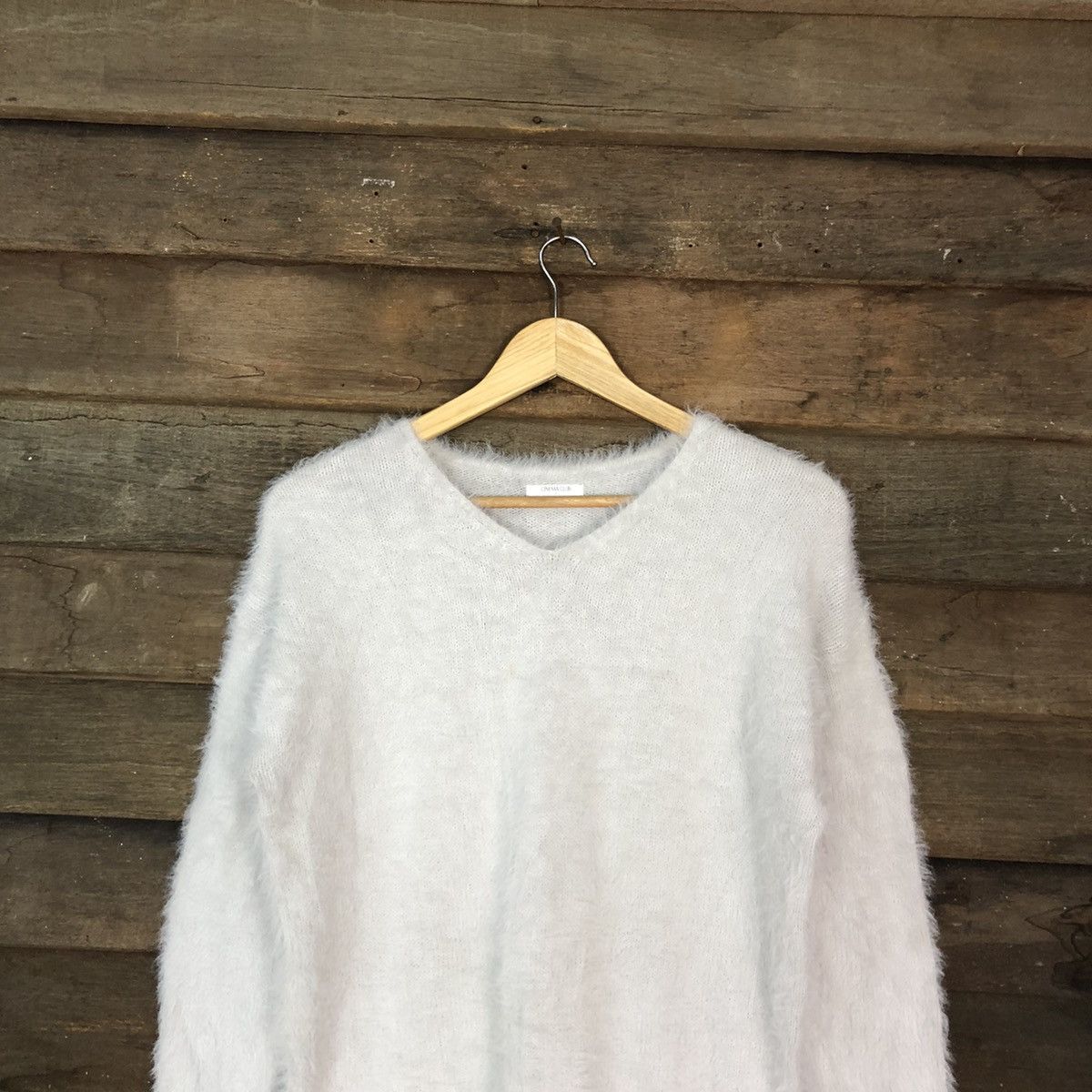 Homespun Knitwear DL Cinema Club White fur shaggy Mohair Knitwear #c1108 Size L / US 10 / IT 46 - 2 Thumbnail