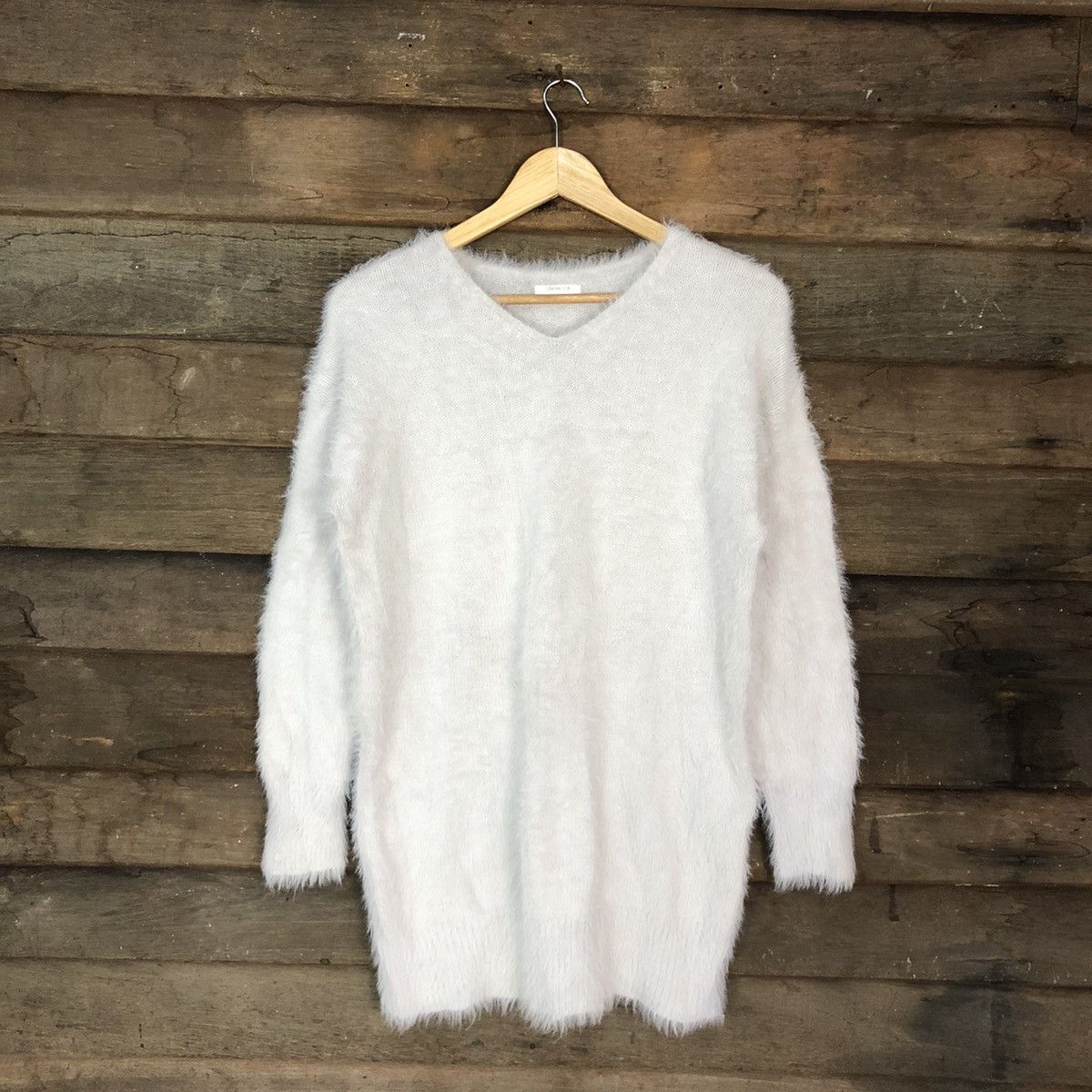 Homespun Knitwear DL Cinema Club White fur shaggy Mohair Knitwear #c1108 Size L / US 10 / IT 46 - 3 Thumbnail