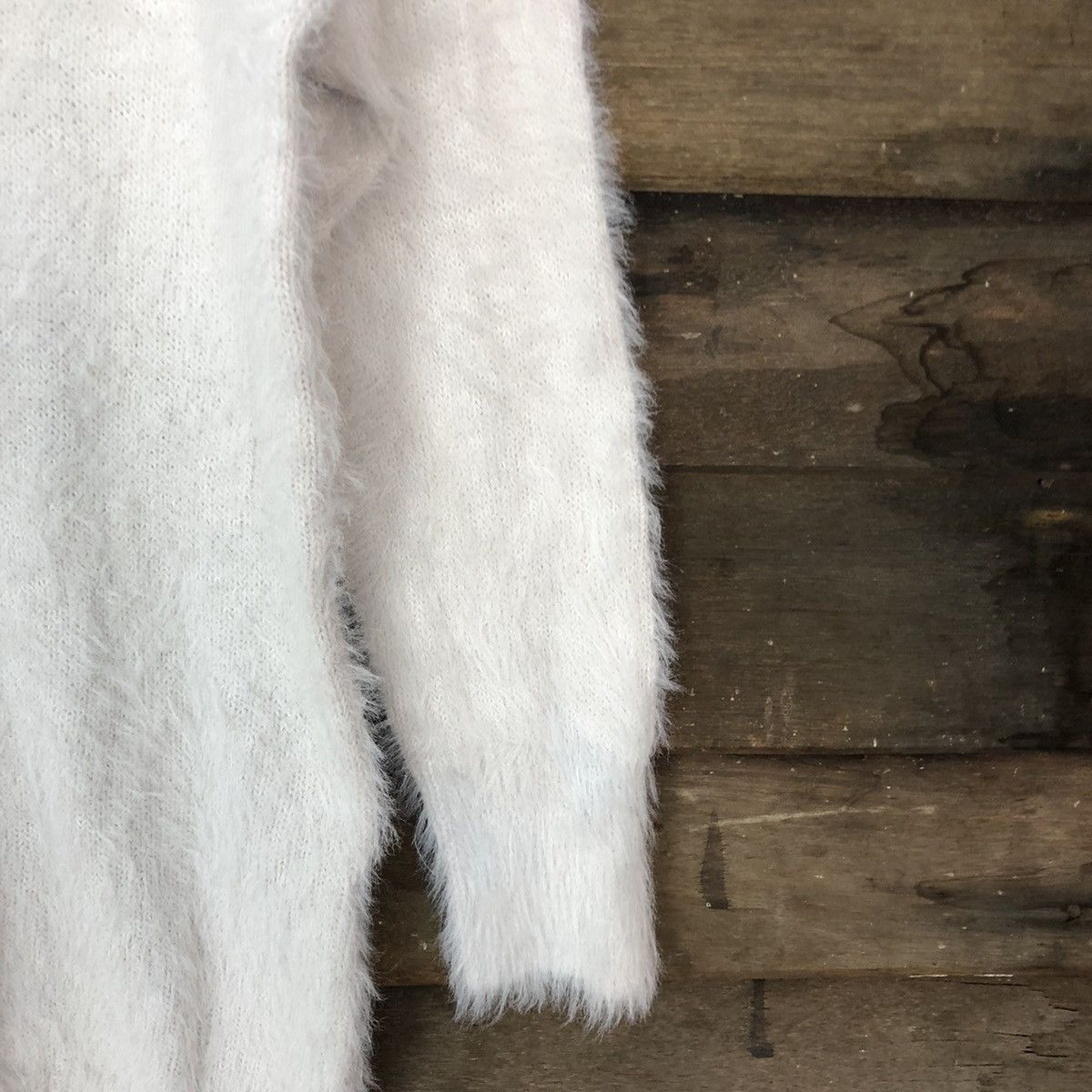 Homespun Knitwear DL Cinema Club White fur shaggy Mohair Knitwear #c1108 Size L / US 10 / IT 46 - 4 Thumbnail