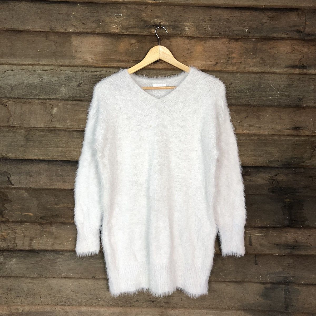 Homespun Knitwear DL Cinema Club White fur shaggy Mohair Knitwear #c1108 Size L / US 10 / IT 46 - 1 Thumbnail