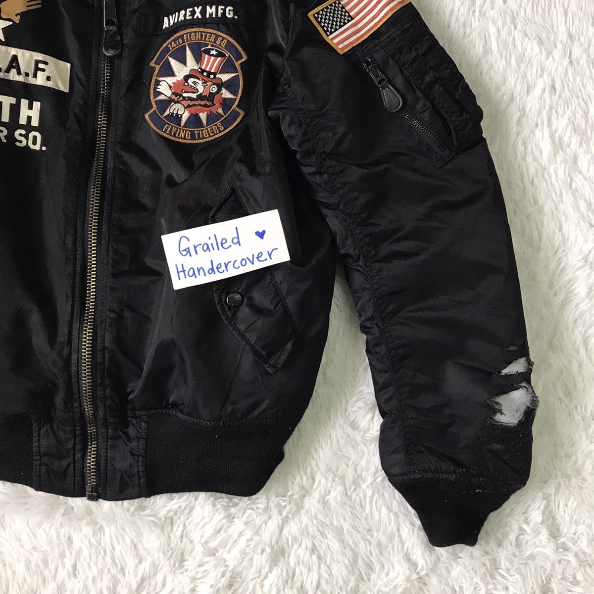 Avirex Distress Avirex Flying Tiger 74th Fighter Sq Bomber Jacket Size US L / EU 52-54 / 3 - 4 Thumbnail