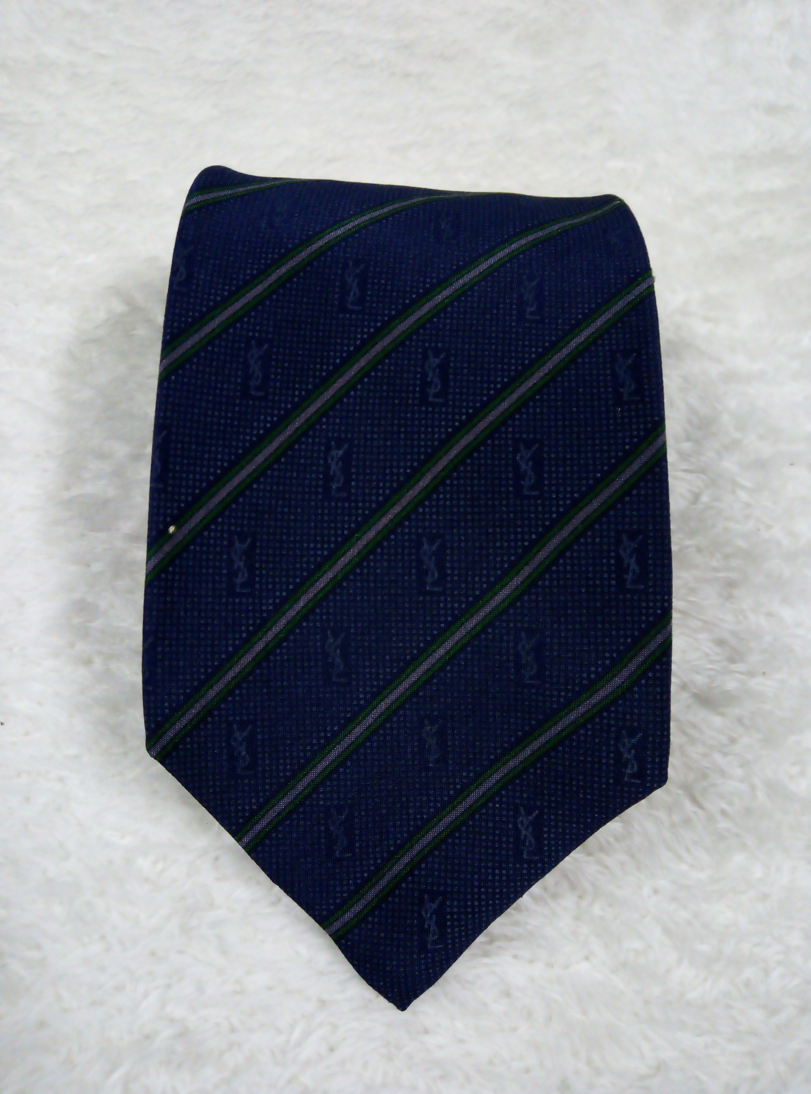 Vintage Ysl monogram overprint silk necktie vintage style | Grailed