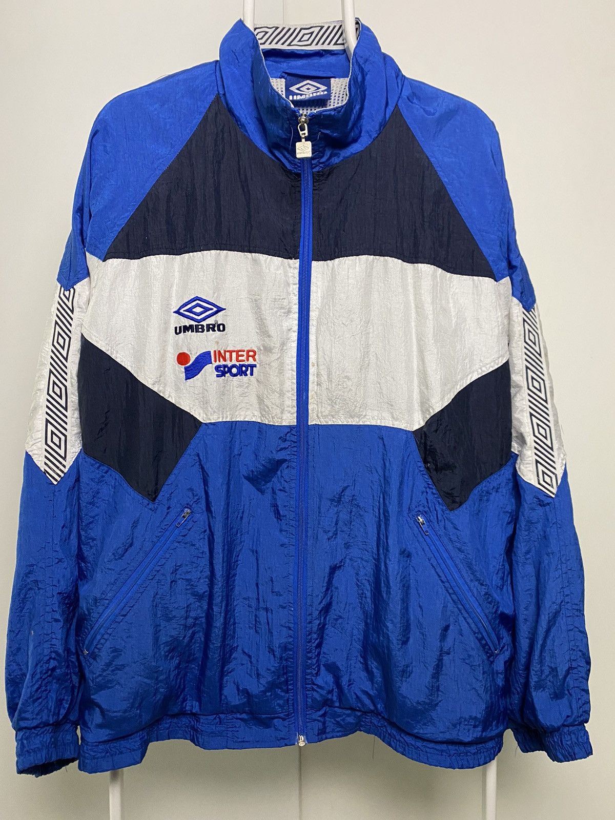 Umbro × Vintage 90s Umbro vintage blue windbreaker jacket Size US L / EU 52-54 / 3 - 1 Thumbnail