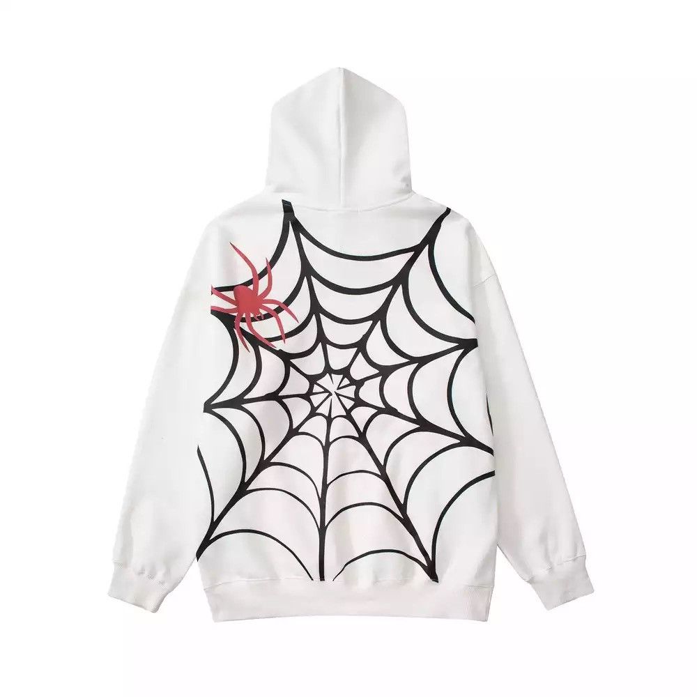 Oversized Spider Web Style Print Hoodie