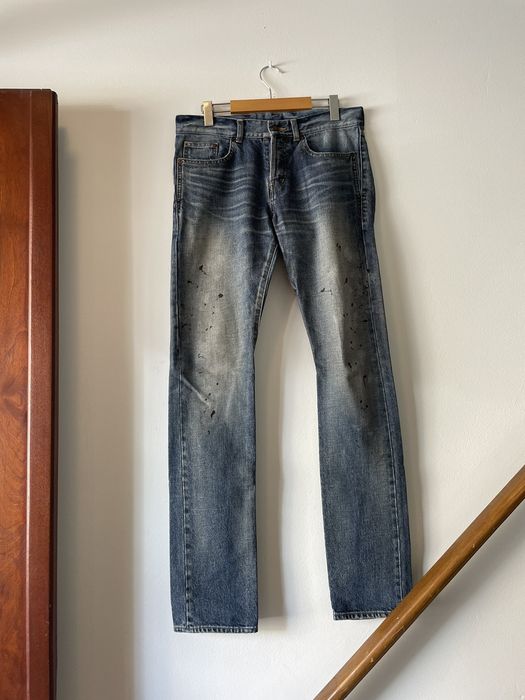 Saint laurent paint splatter on sale jeans