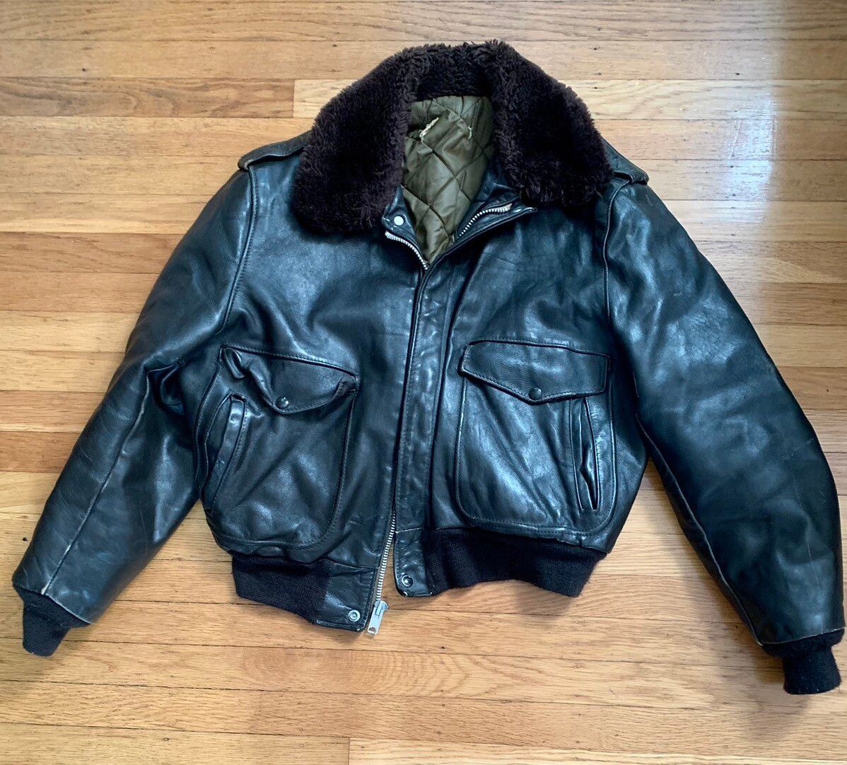 Vintage Vintage B1 leather flight jacket with faux fur collar | Grailed