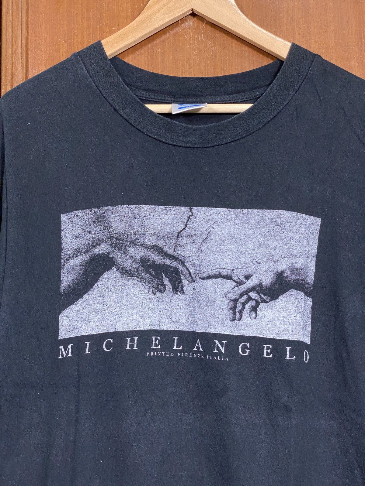 Vintage Vintage Michelangelo Art Creation of Adam Tee Size US XL / EU 56 / 4 - 2 Thumbnail
