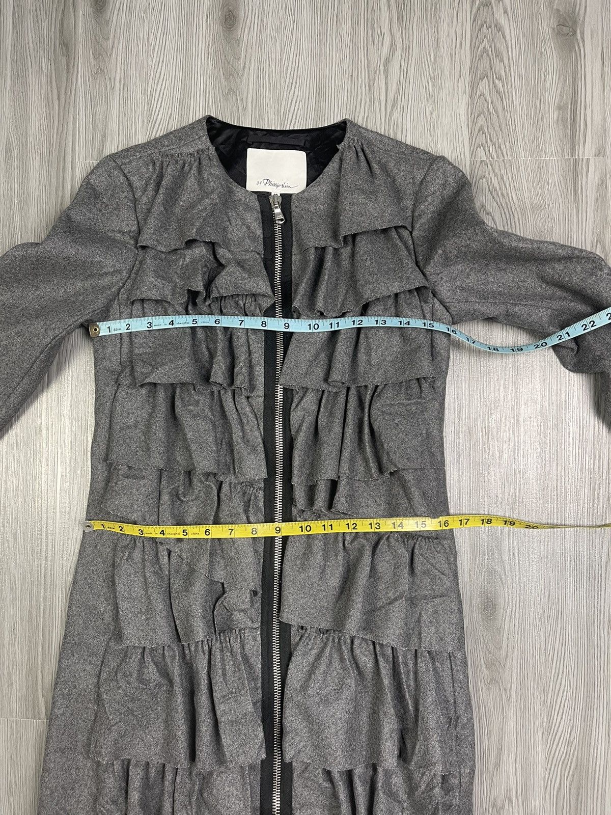 3.1 Phillip Lim × Designer Phillip Lim Symetrically Ruffle Wool Coat Jacket Size XS / US 0-2 / IT 36-38 - 13 Thumbnail