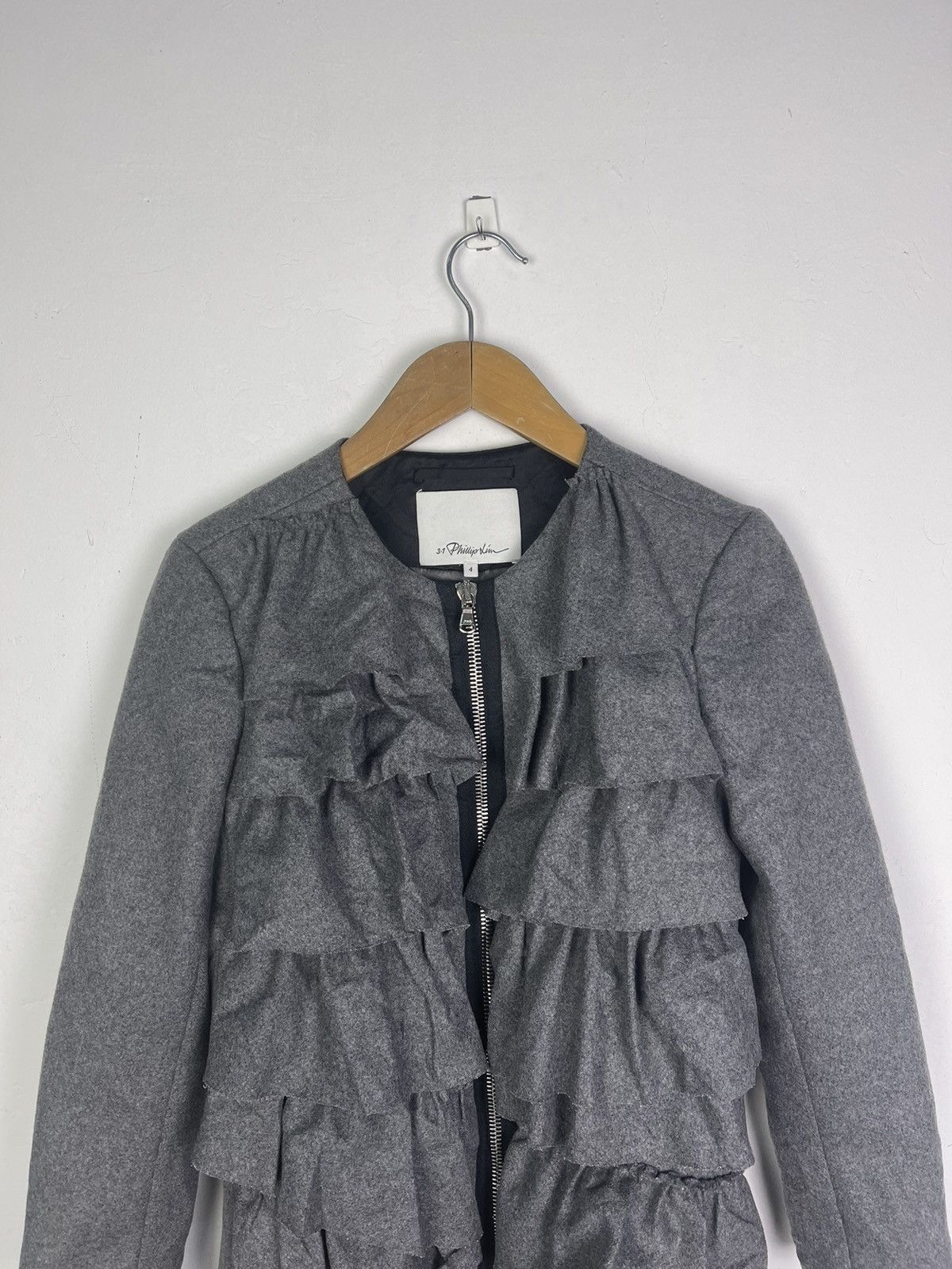 3.1 Phillip Lim × Designer Phillip Lim Symetrically Ruffle Wool Coat Jacket Size XS / US 0-2 / IT 36-38 - 3 Thumbnail