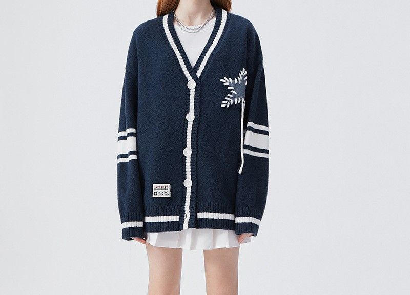 Japanese Brand Star Knit Cardigan Sweater Size L / US 10 / IT 46 - 1 Thumbnail
