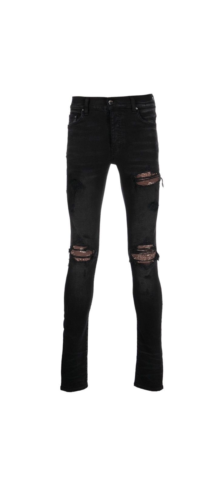 Amiri MXI Bandanna Art Distressed Skinny Jeans