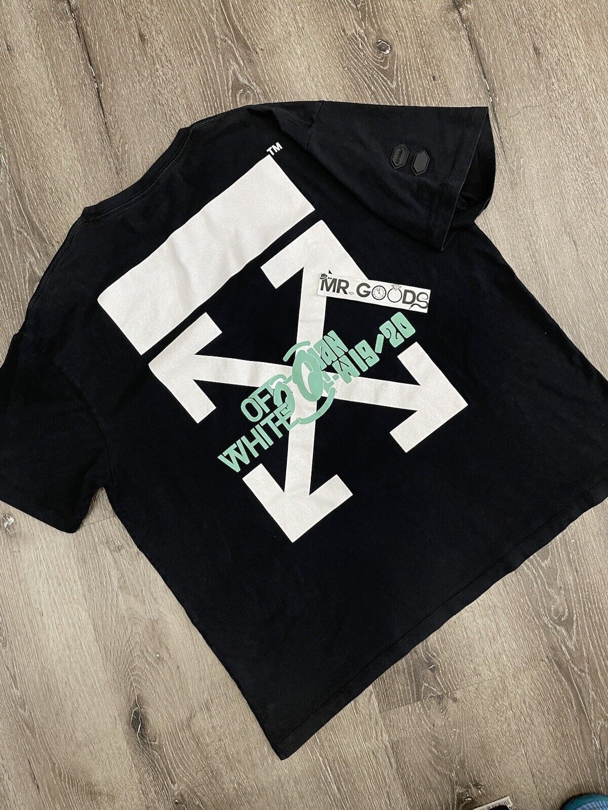 Tシャツ・カットソー OFF-WHITE Waterfall T-Shirt Black Multicolor FW 19 2019 OFF-WHITE Waterfall T-Shirt Black/Multicolor メンズ - FW19 - JP
