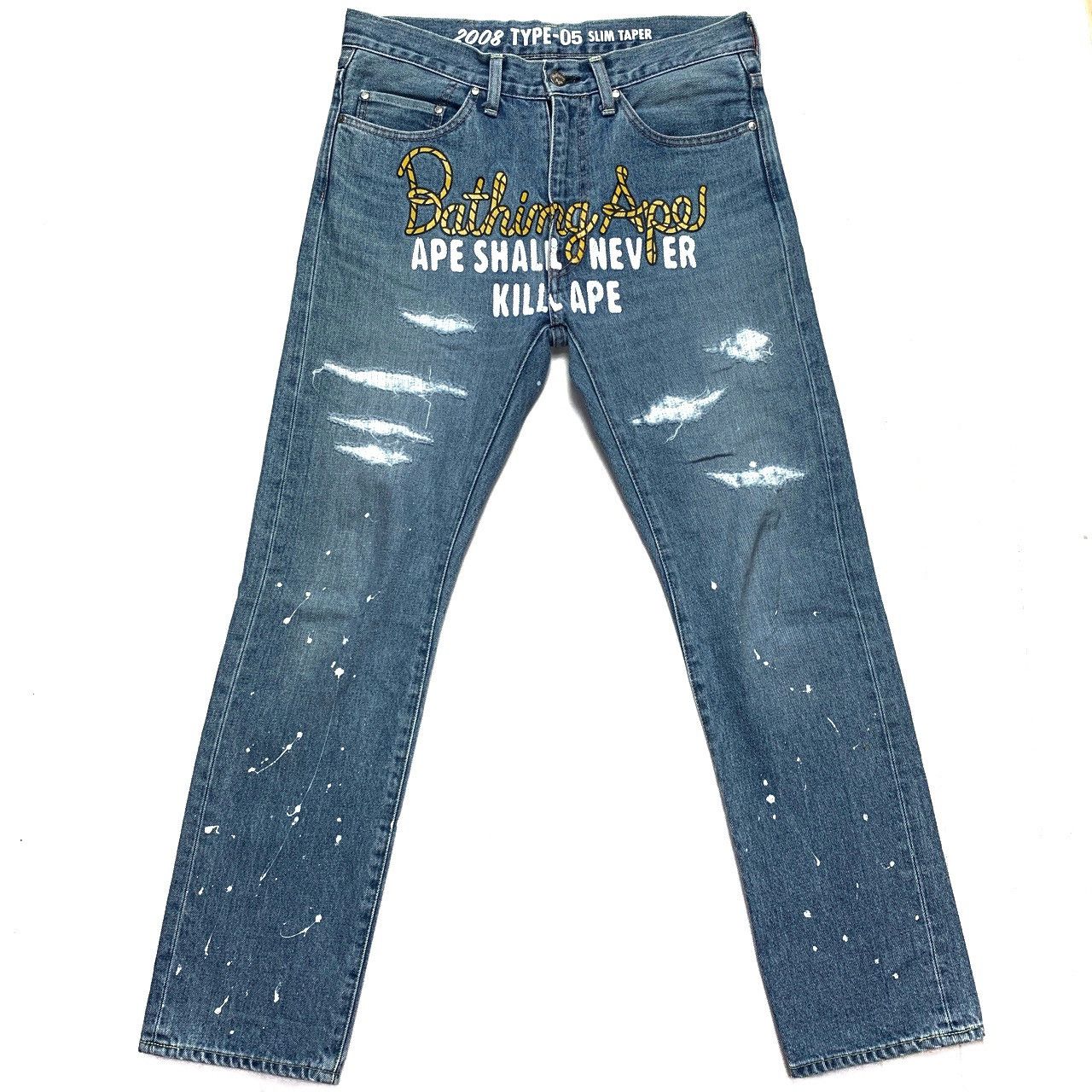 Bape Champion Logo Denim Size US 31 - 1 Thumbnail