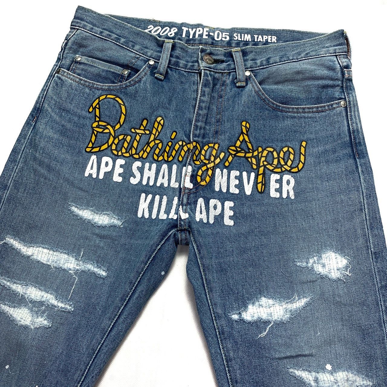 Bape Champion Logo Denim Size US 31 - 2 Thumbnail