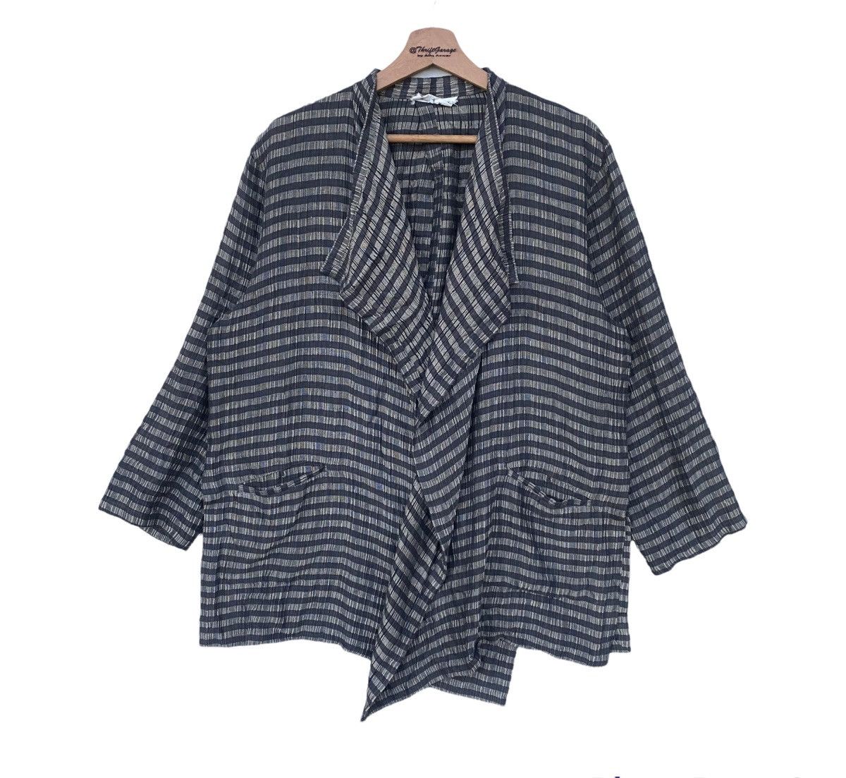 image of Hiroko Koshino Homme VTG Hiroko Koshino Pret-A Porter Stripes Pullover Cardigan in Grey (Size Large