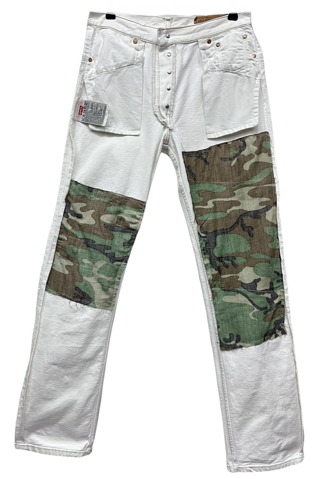 Levi's FYE🔥Custom Rework Distressed Ripped Vtg White Levi’s 501 Size US 29 - 15 Thumbnail
