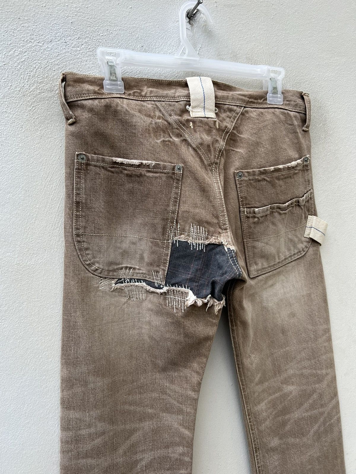 R.Newbold Vintage R. Newbold Fade Denim Patchwork Work Jeans Size US 30 / EU 46 - 16 Thumbnail