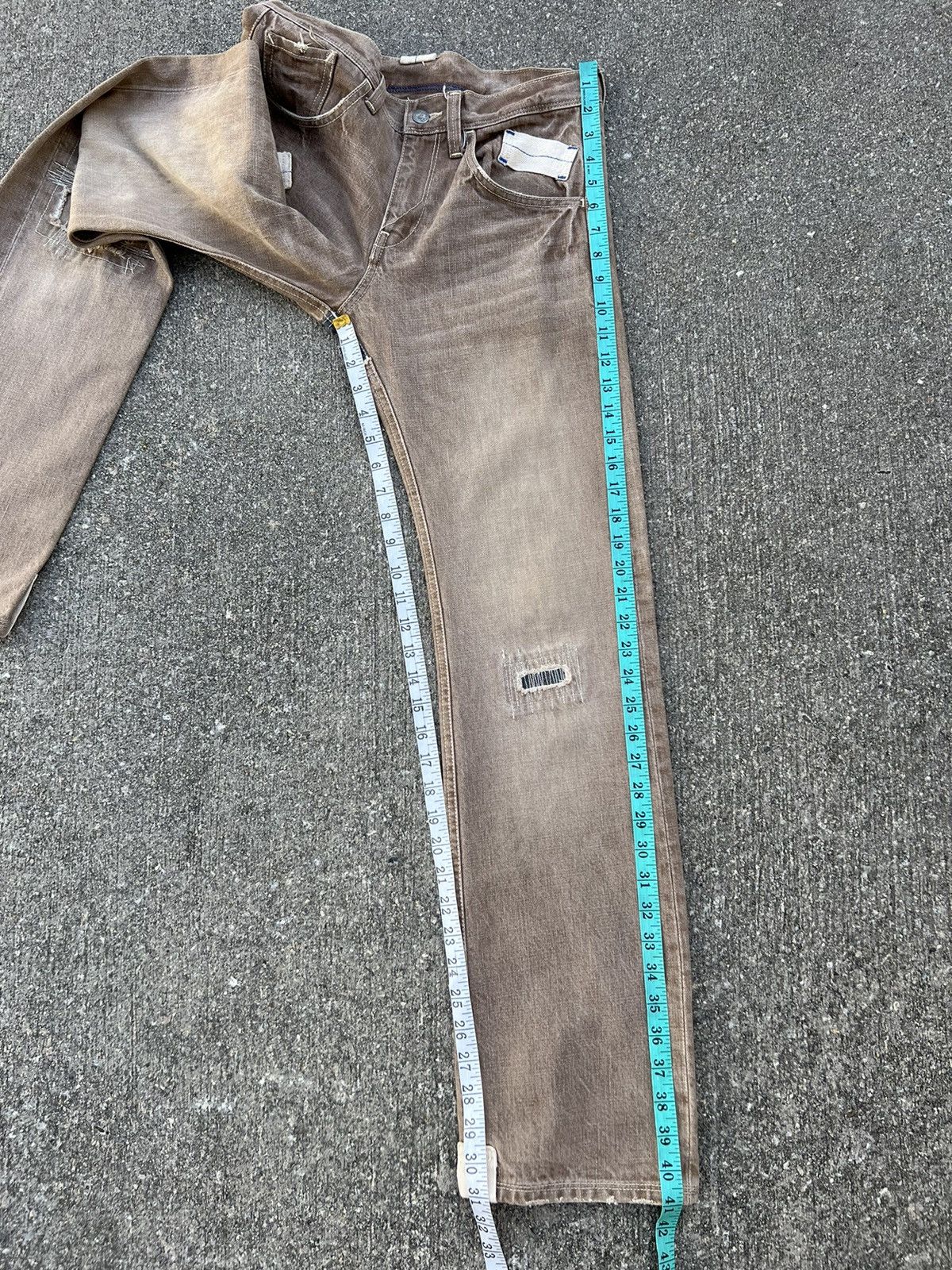 R.Newbold Vintage R. Newbold Fade Denim Patchwork Work Jeans Size US 30 / EU 46 - 4 Thumbnail