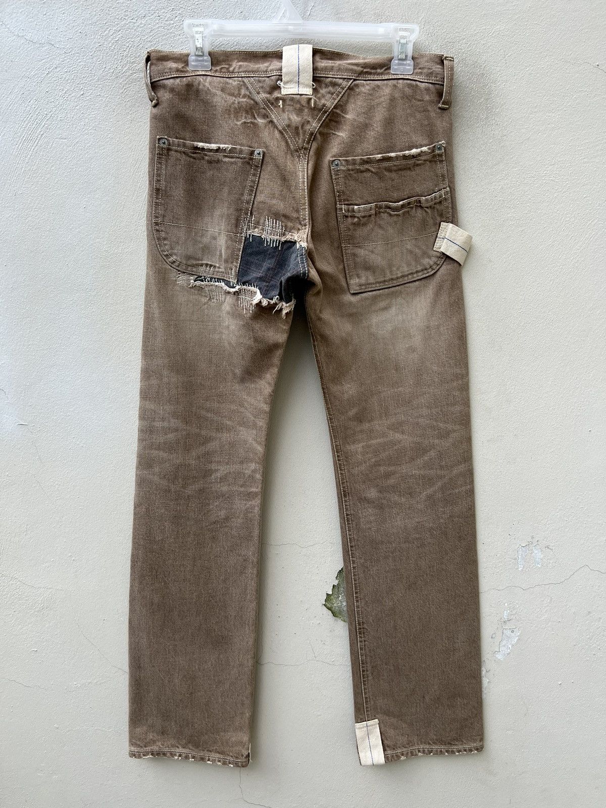 R.Newbold Vintage R. Newbold Fade Denim Patchwork Work Jeans Size US 30 / EU 46 - 15 Thumbnail
