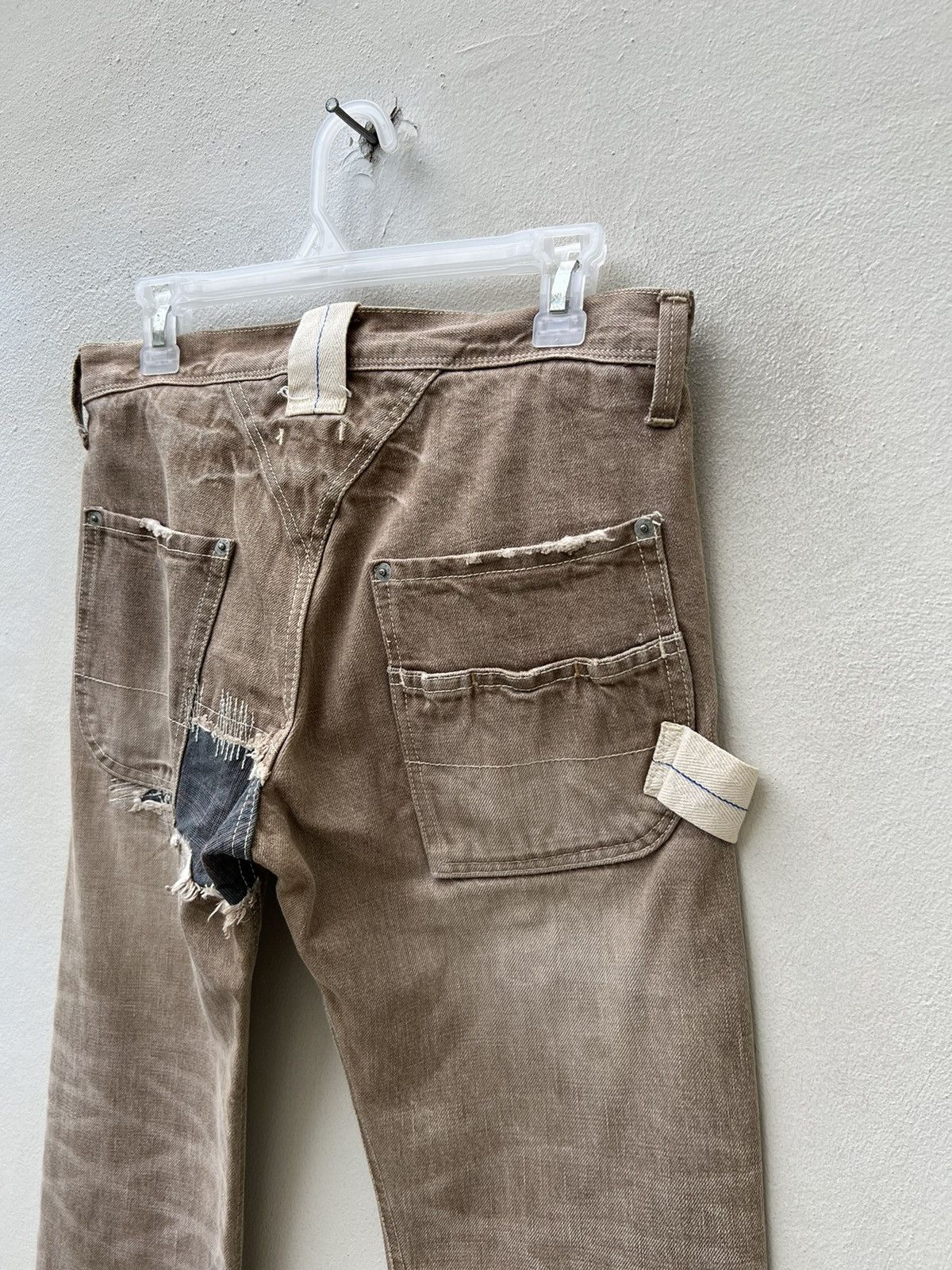 R.Newbold Vintage R. Newbold Fade Denim Patchwork Work Jeans Size US 30 / EU 46 - 19 Thumbnail