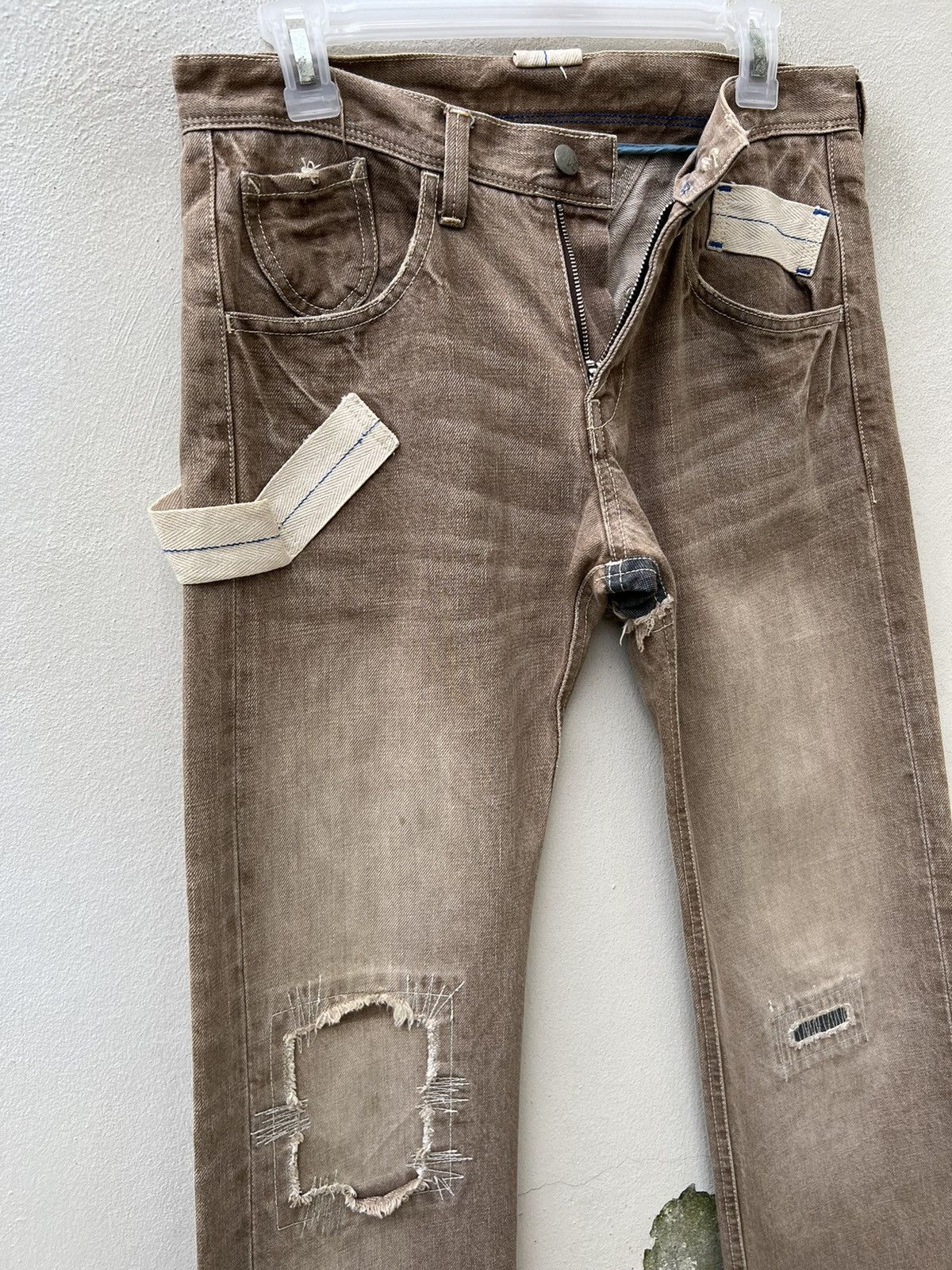 R.Newbold Vintage R. Newbold Fade Denim Patchwork Work Jeans Size US 30 / EU 46 - 8 Thumbnail
