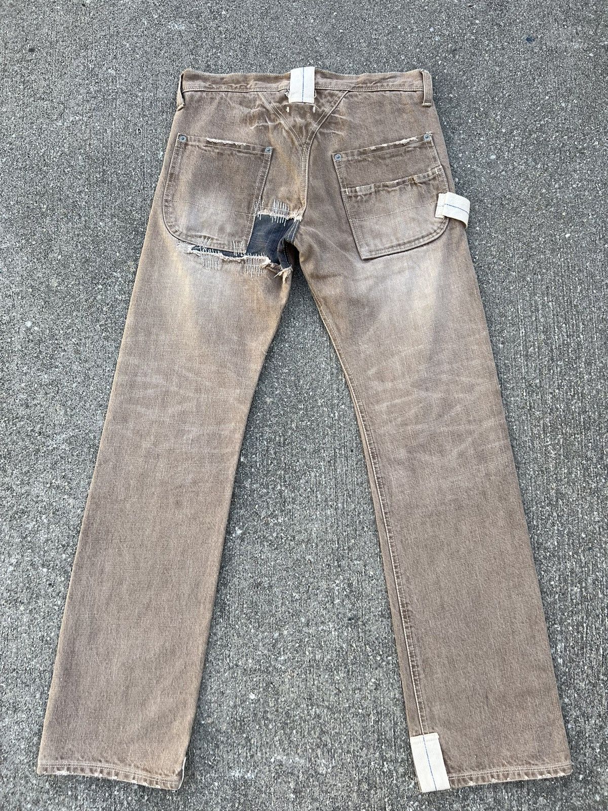R.Newbold Vintage R. Newbold Fade Denim Patchwork Work Jeans Size US 30 / EU 46 - 5 Thumbnail
