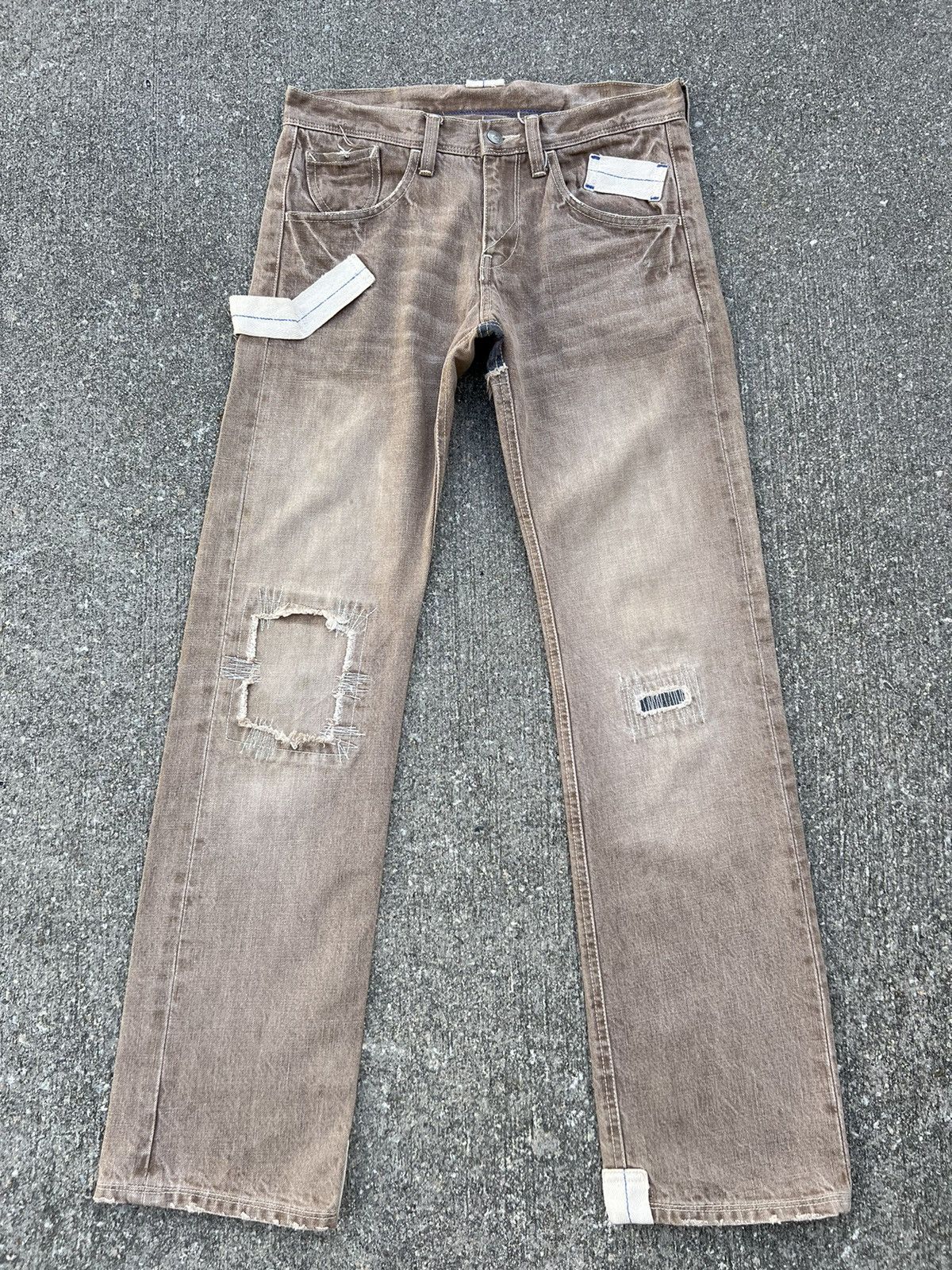 R.Newbold Vintage R. Newbold Fade Denim Patchwork Work Jeans Size US 30 / EU 46 - 1 Thumbnail
