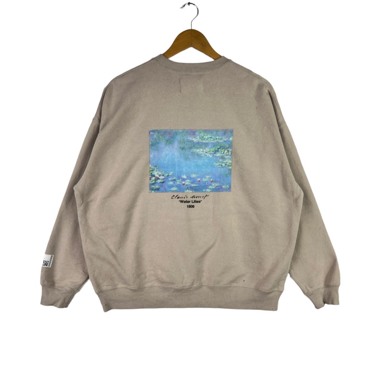 image of Art x Vintage French Impressionist Claude Monet Water Lilies Sweatshirt in Beige, Men's (Size Large