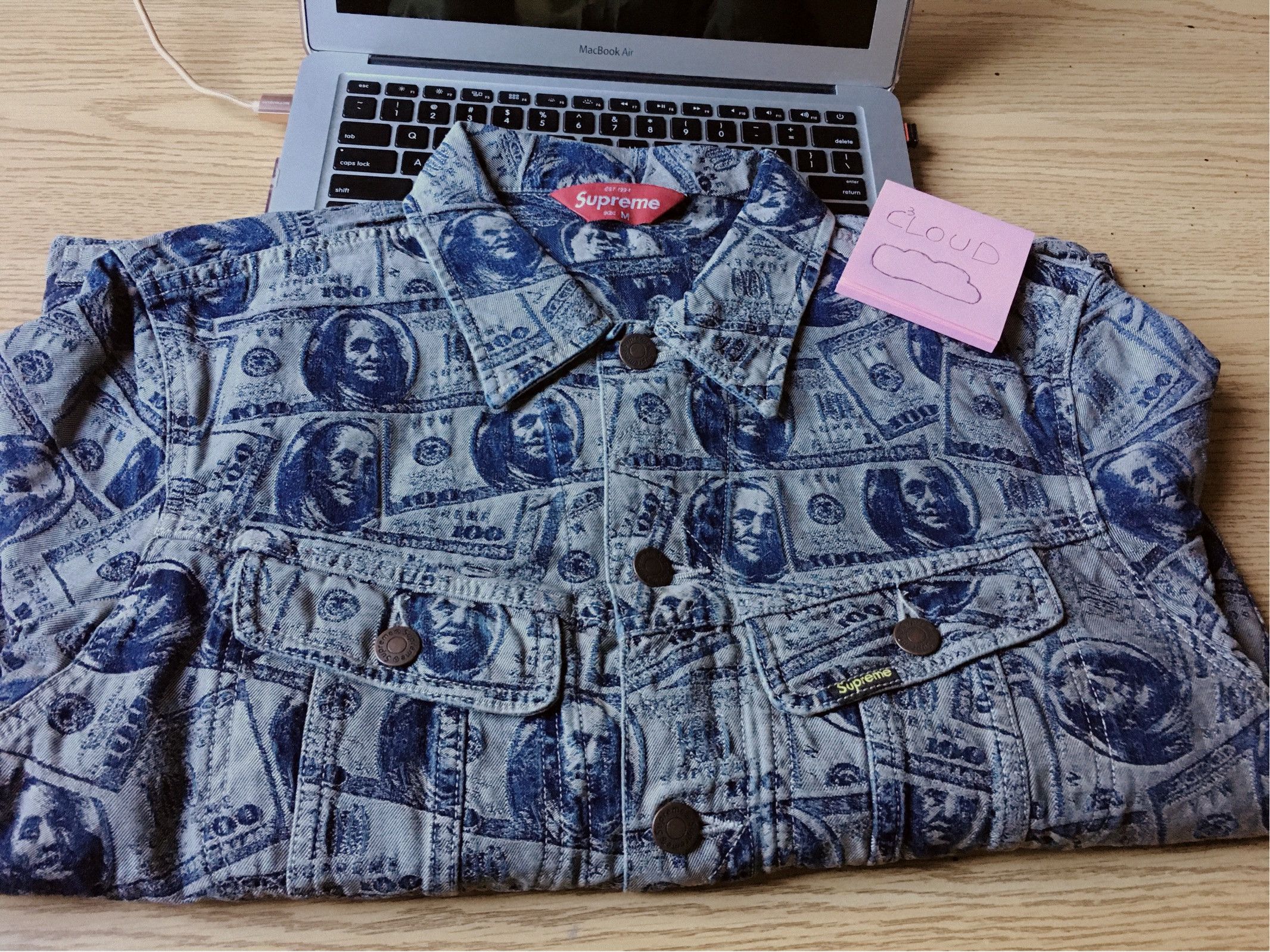 Supreme Supreme 100 Dollar Bill Trucker Jacket Color Blue | Grailed