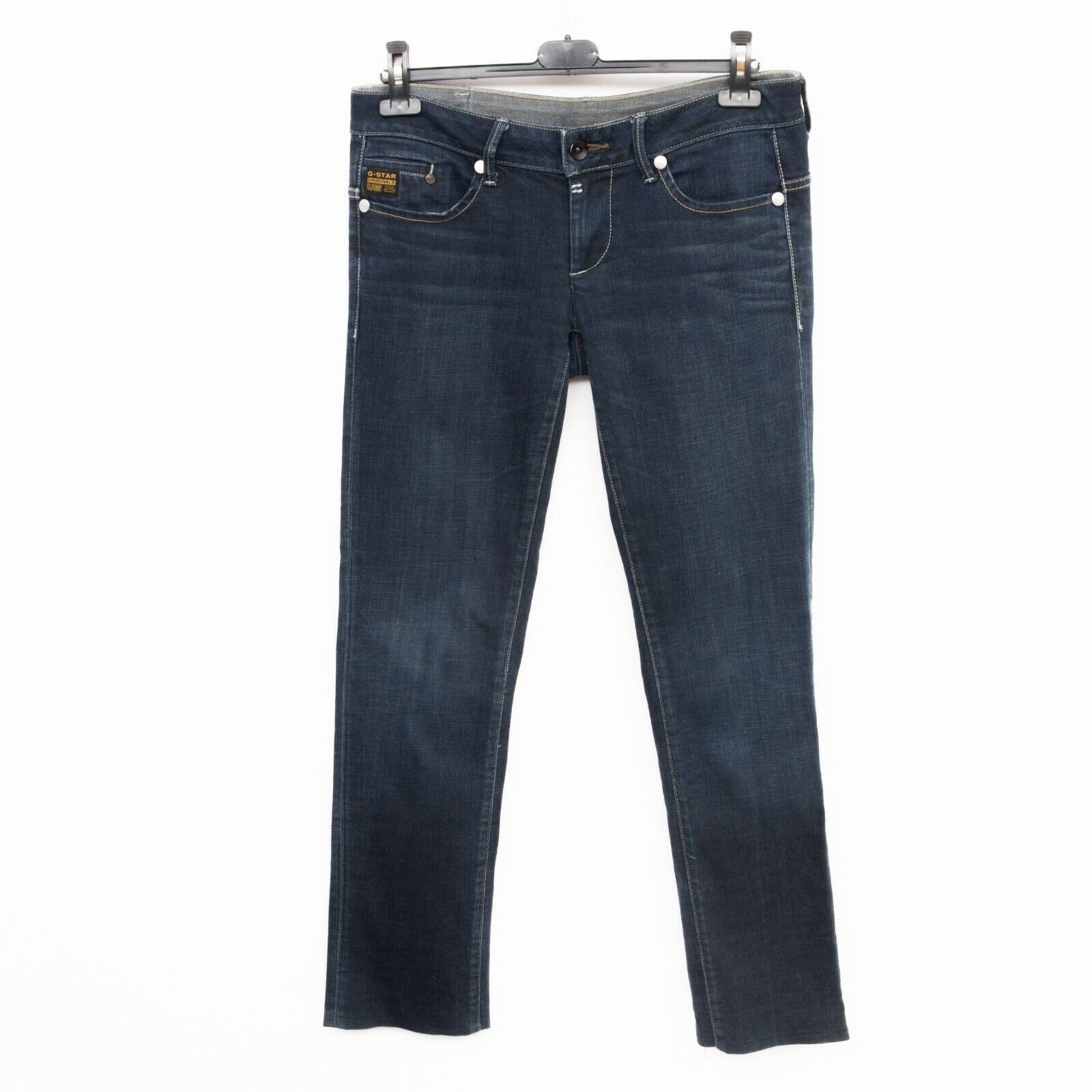 G-Star × Indigo Midge Straight Women Jeans W30L34 Trousers Pants Zip Stretch Size 30" / US 8 / IT 44 - 1 Thumbnail