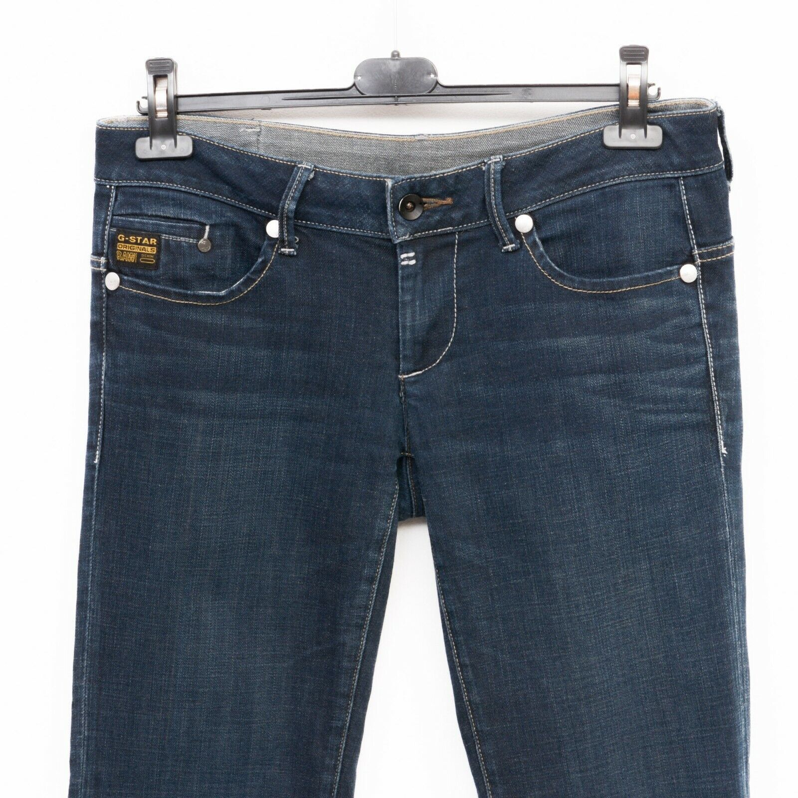G-Star × Indigo Midge Straight Women Jeans W30L34 Trousers Pants Zip Stretch Size 30" / US 8 / IT 44 - 2 Thumbnail