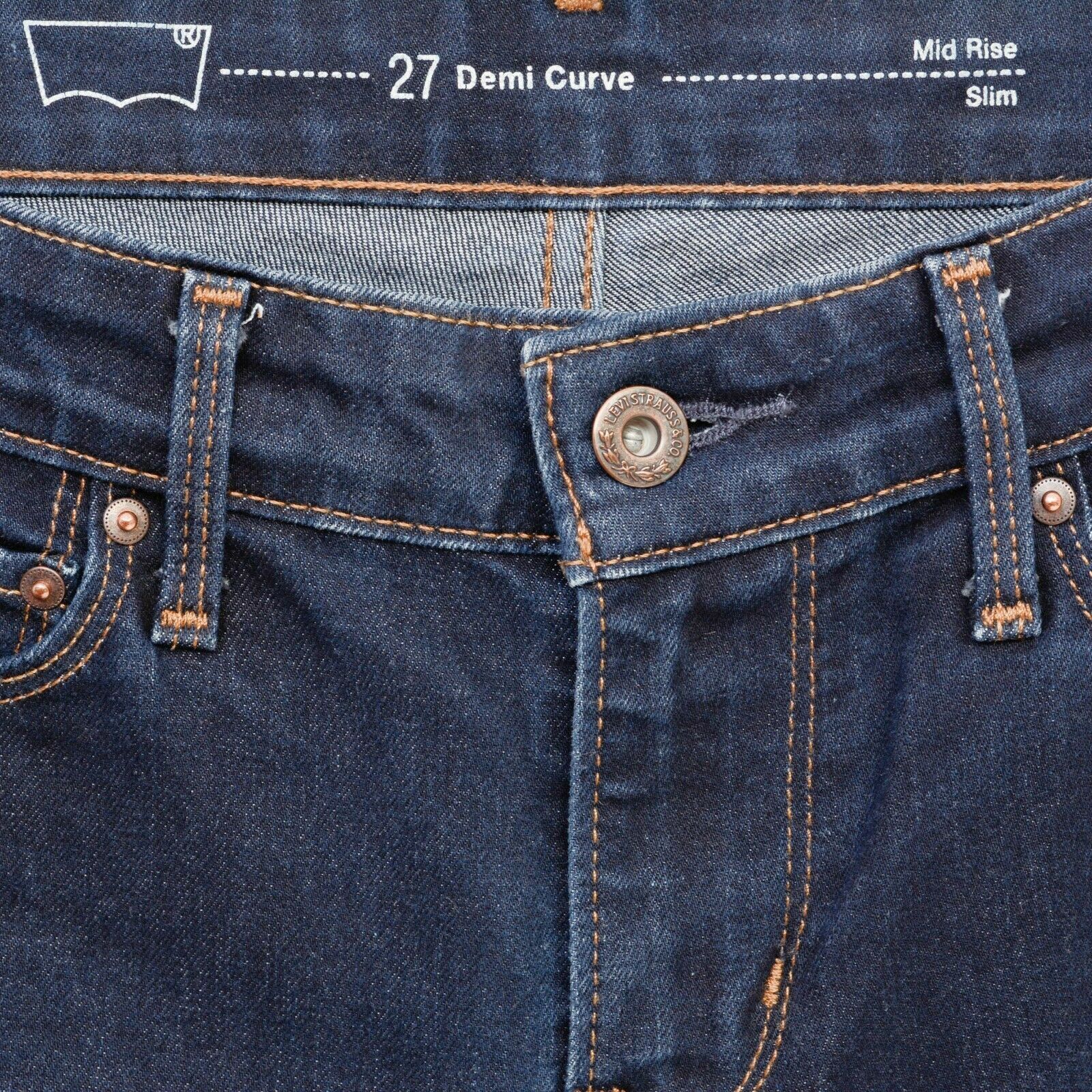 Levi's Demi Curve Mid Rise Slim Jeans Womens W27 L32 Trousers Pants Size 27" / US 4 / IT 40 - 4 Thumbnail