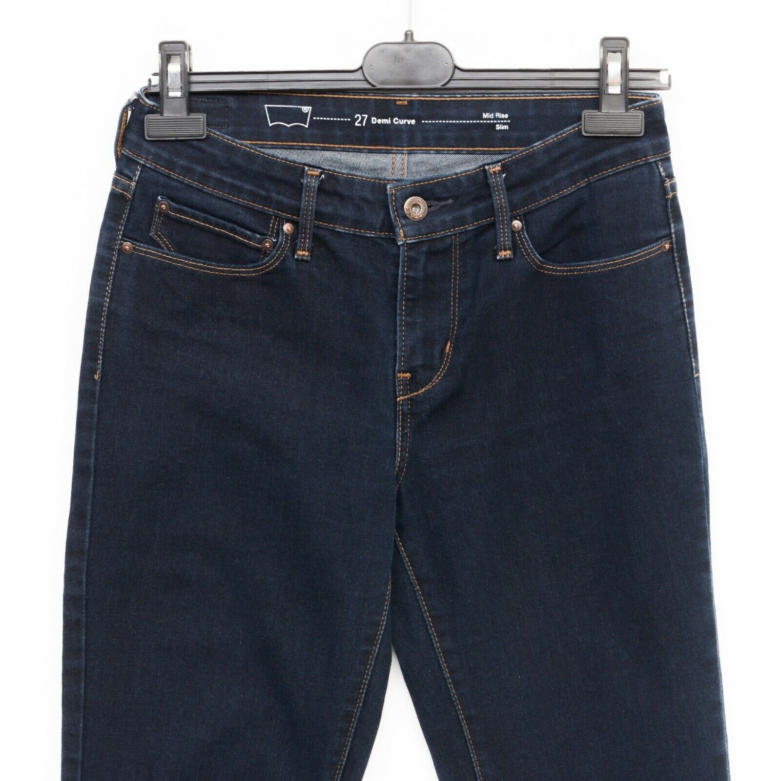 Levi's Demi Curve Mid Rise Slim Jeans Womens W27 L32 Trousers Pants Size 27" / US 4 / IT 40 - 2 Thumbnail