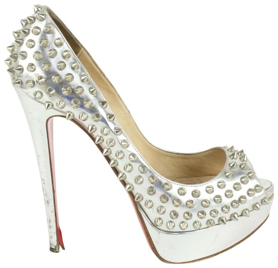 Christian Louboutin Women's Silver Spike Lady Peep