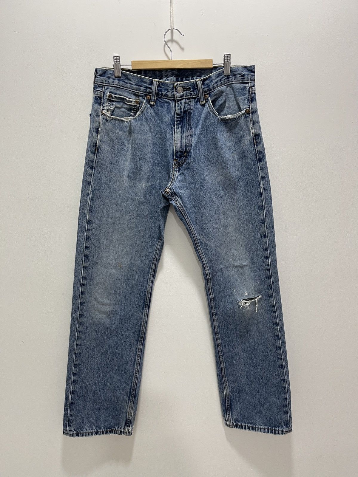 Levi's LEVIS 505 NON SELVEDGE DISTRESSED DENIM JEANS 33x32 Size US 33 - 7 Thumbnail