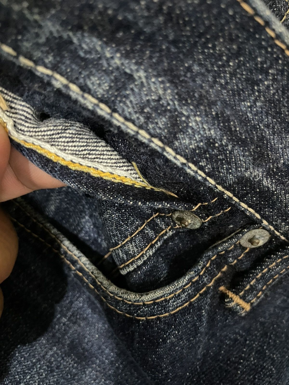 Japanese Brand × Pherrow's Pherrows Japan Stormy Blue Yellow Selvedge Jeans Size US 32 / EU 48 - 9 Thumbnail