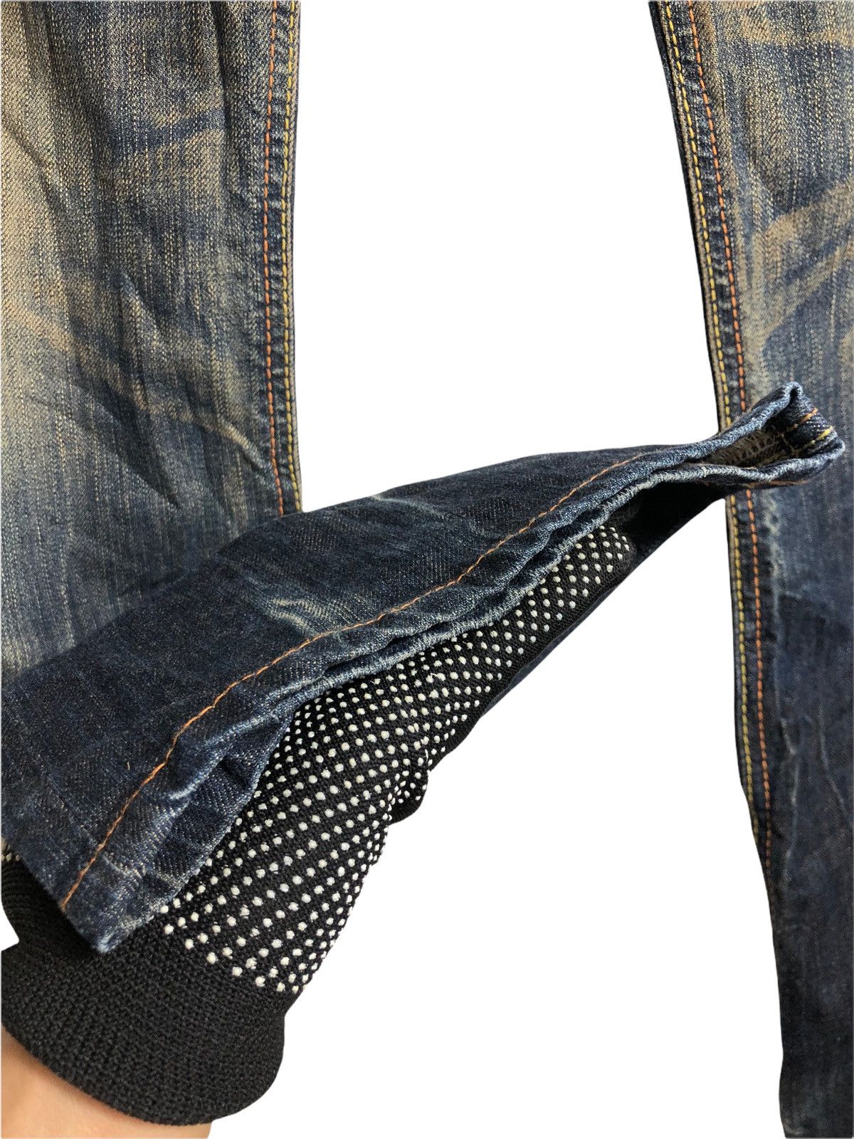 Japanese Brand Edwin 503 Regular Blue Trip Distressed Denim