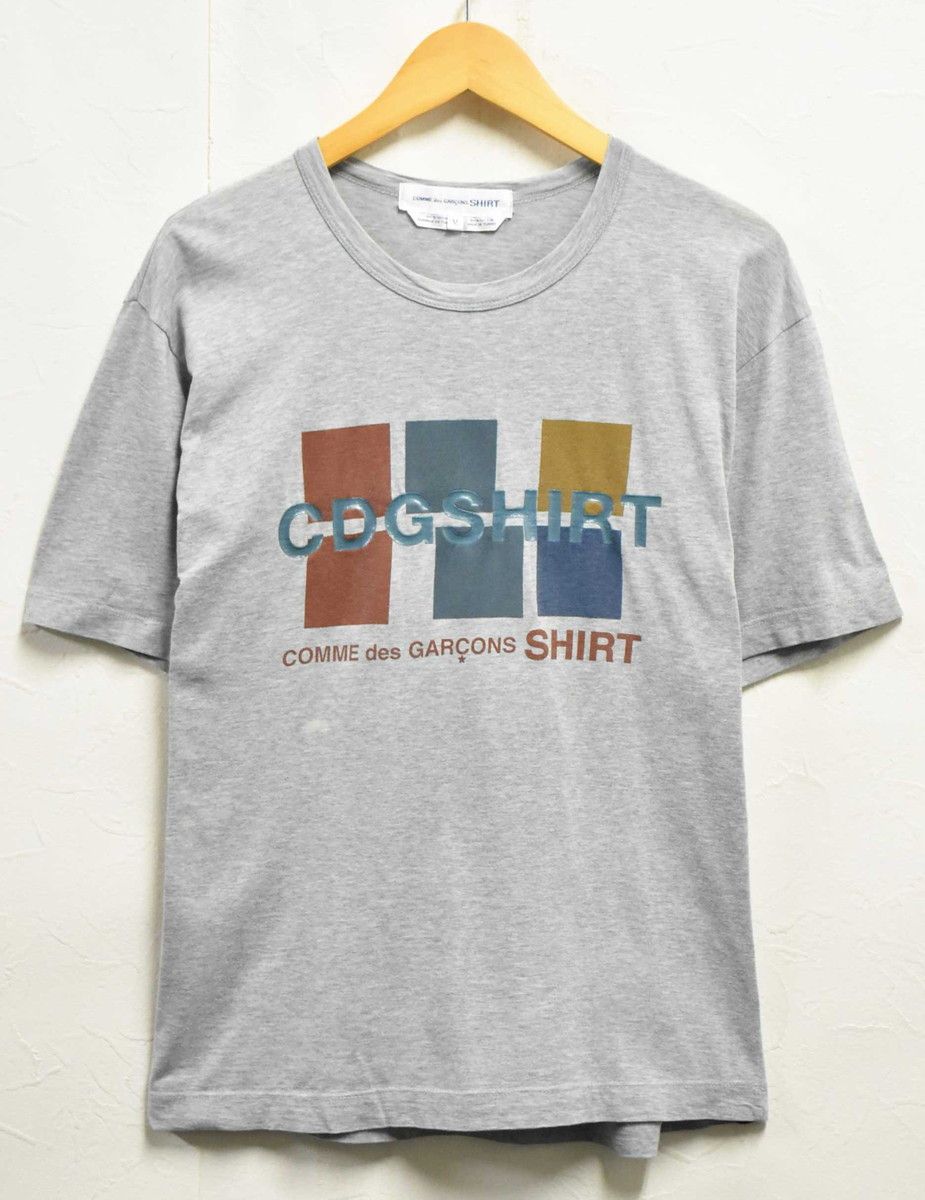 Short Sleeve T-Shirts Gray Front Logo Printed Cotton