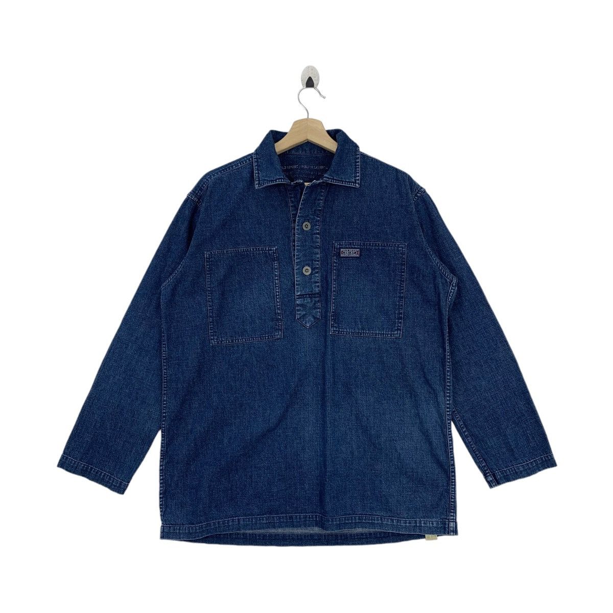 Rare!! Vintage POLO SPORT RALPH LAUREN half button denim