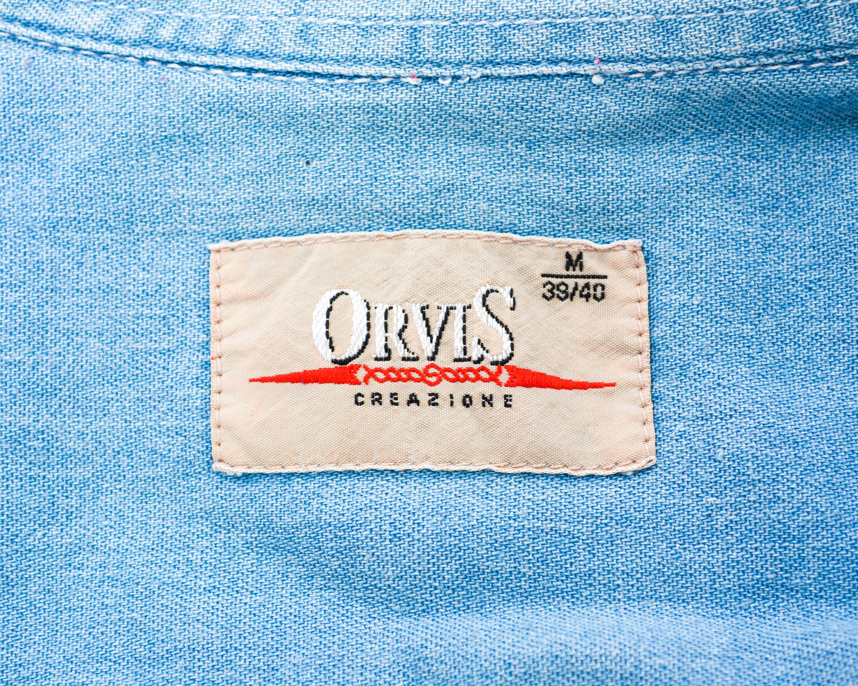 Orvis Shirt Long Sleeved Retro Jean Denim Casual Blue Cotton Size US M / EU 48-50 / 2 - 8 Thumbnail