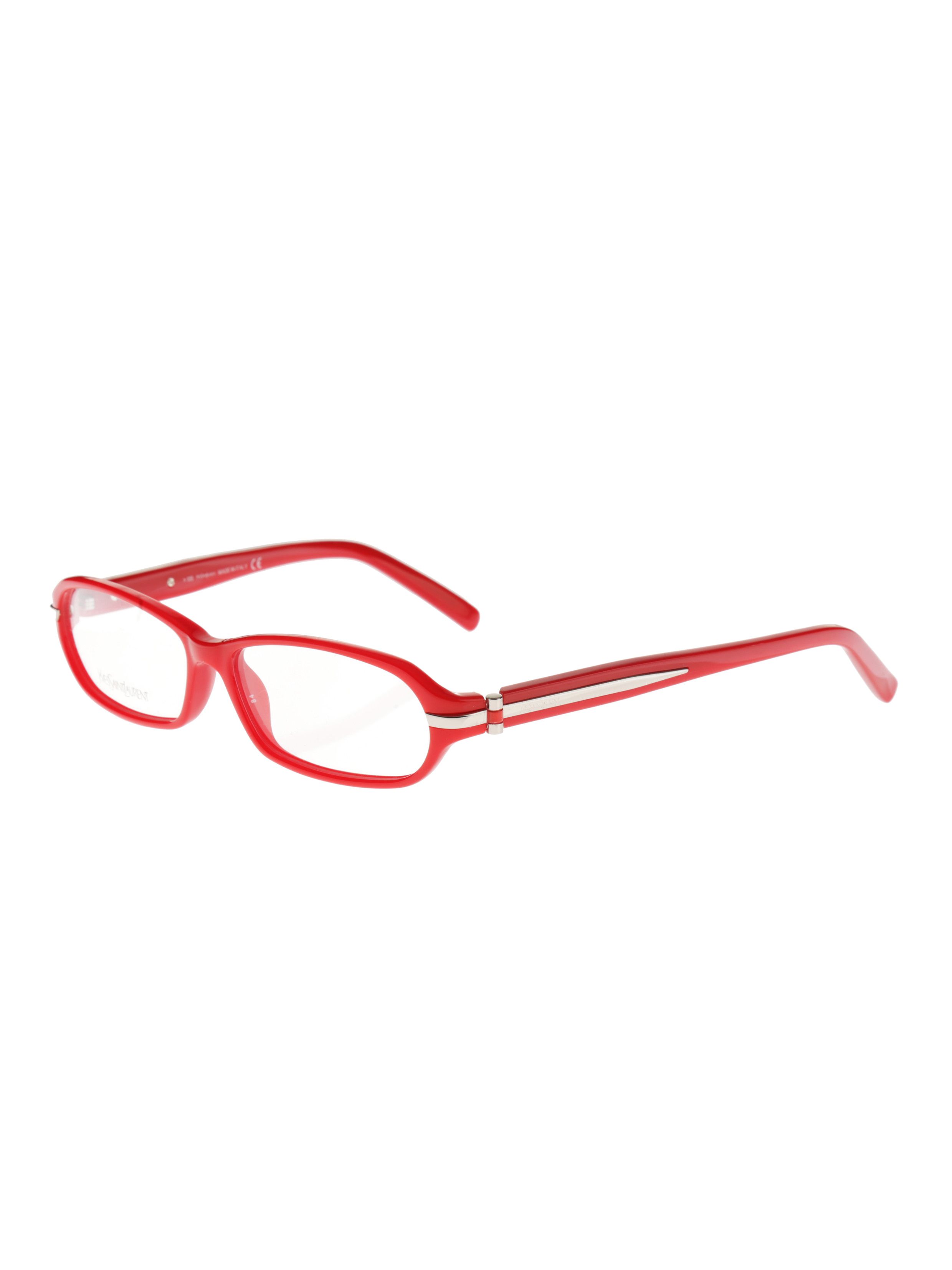 Yves Saint Laurent Yves Saint Laurent Red Plastic Frame Glasses Size ONE SIZE - 4 Thumbnail