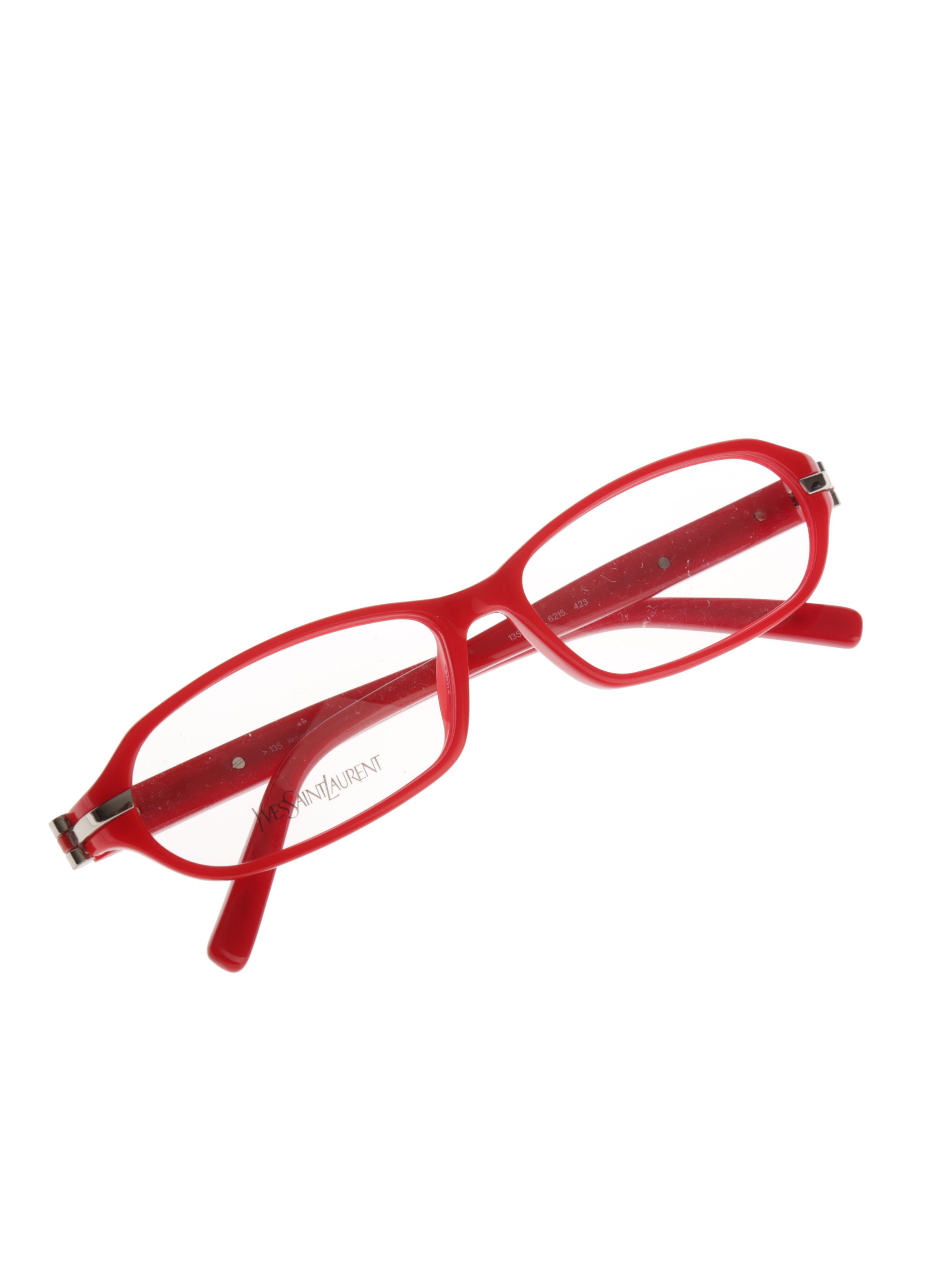 Yves Saint Laurent Yves Saint Laurent Red Plastic Frame Glasses Size ONE SIZE - 3 Thumbnail