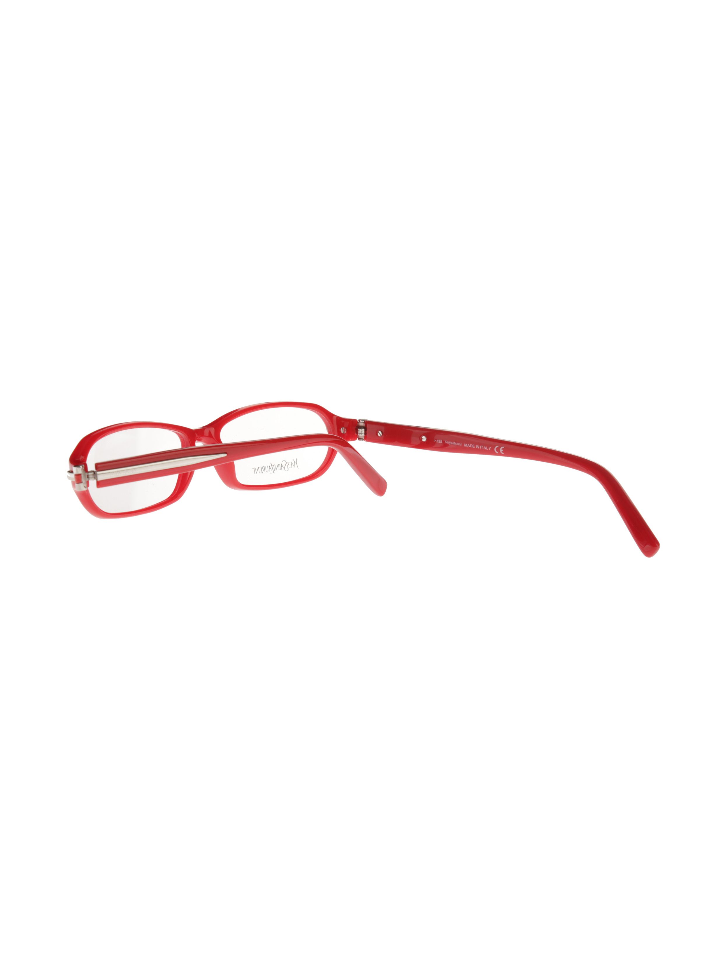 Yves Saint Laurent Yves Saint Laurent Red Plastic Frame Glasses Size ONE SIZE - 4 Thumbnail