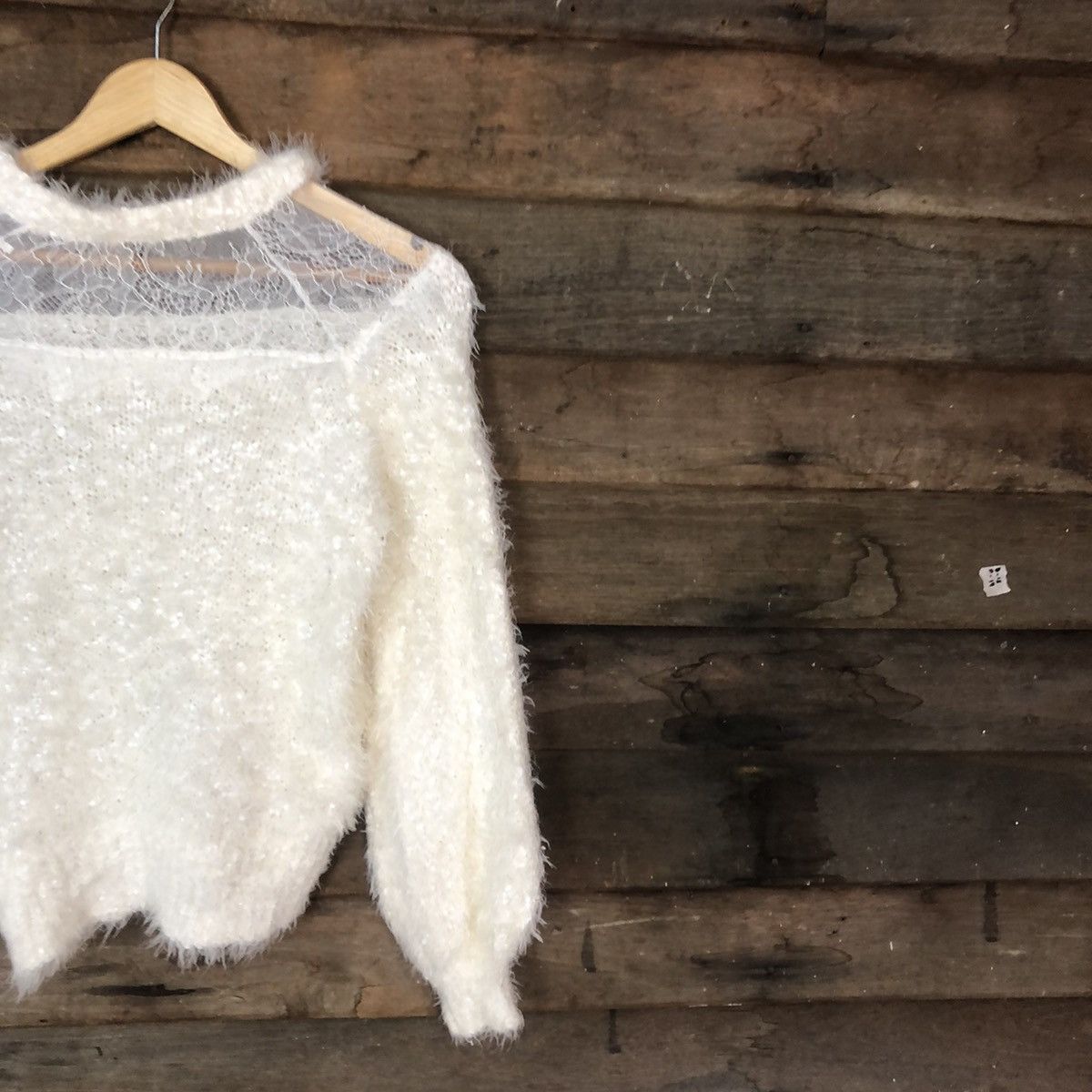 Homespun Knitwear DLL Nice Claup White Mohair shag shaggy fur Knitwear #c1102 Size S / US 4 / IT 40 - 5 Thumbnail