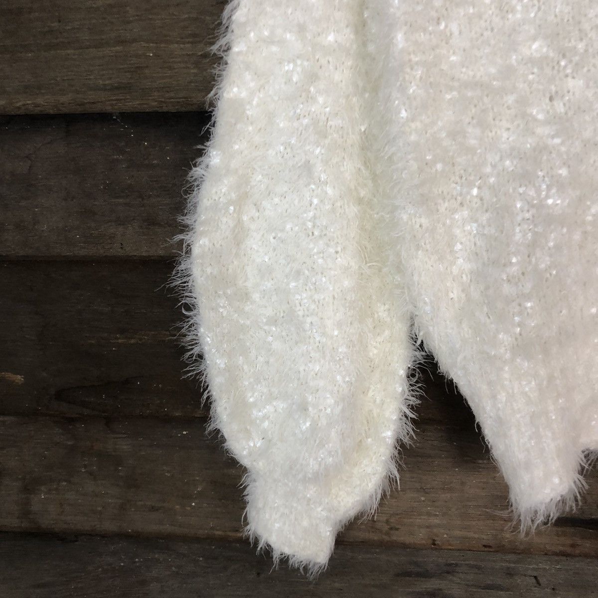 Homespun Knitwear DLL Nice Claup White Mohair shag shaggy fur Knitwear #c1102 Size S / US 4 / IT 40 - 6 Thumbnail